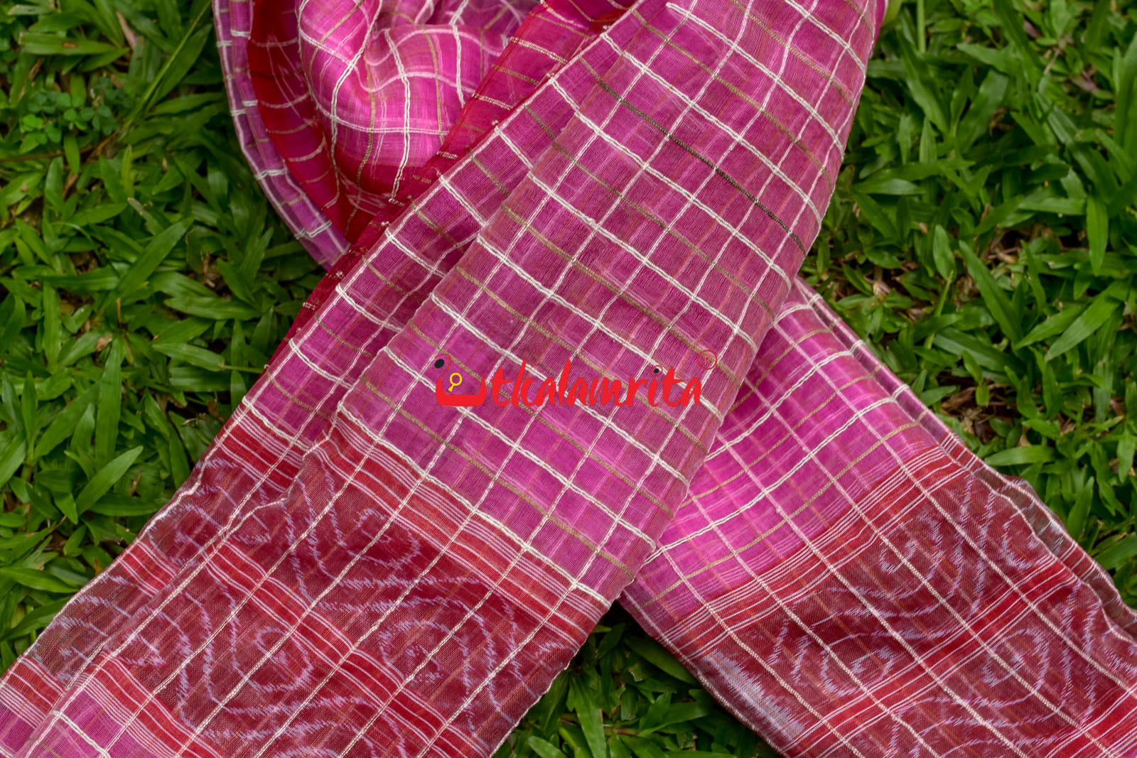 Pink Checks silk (Dupatta)