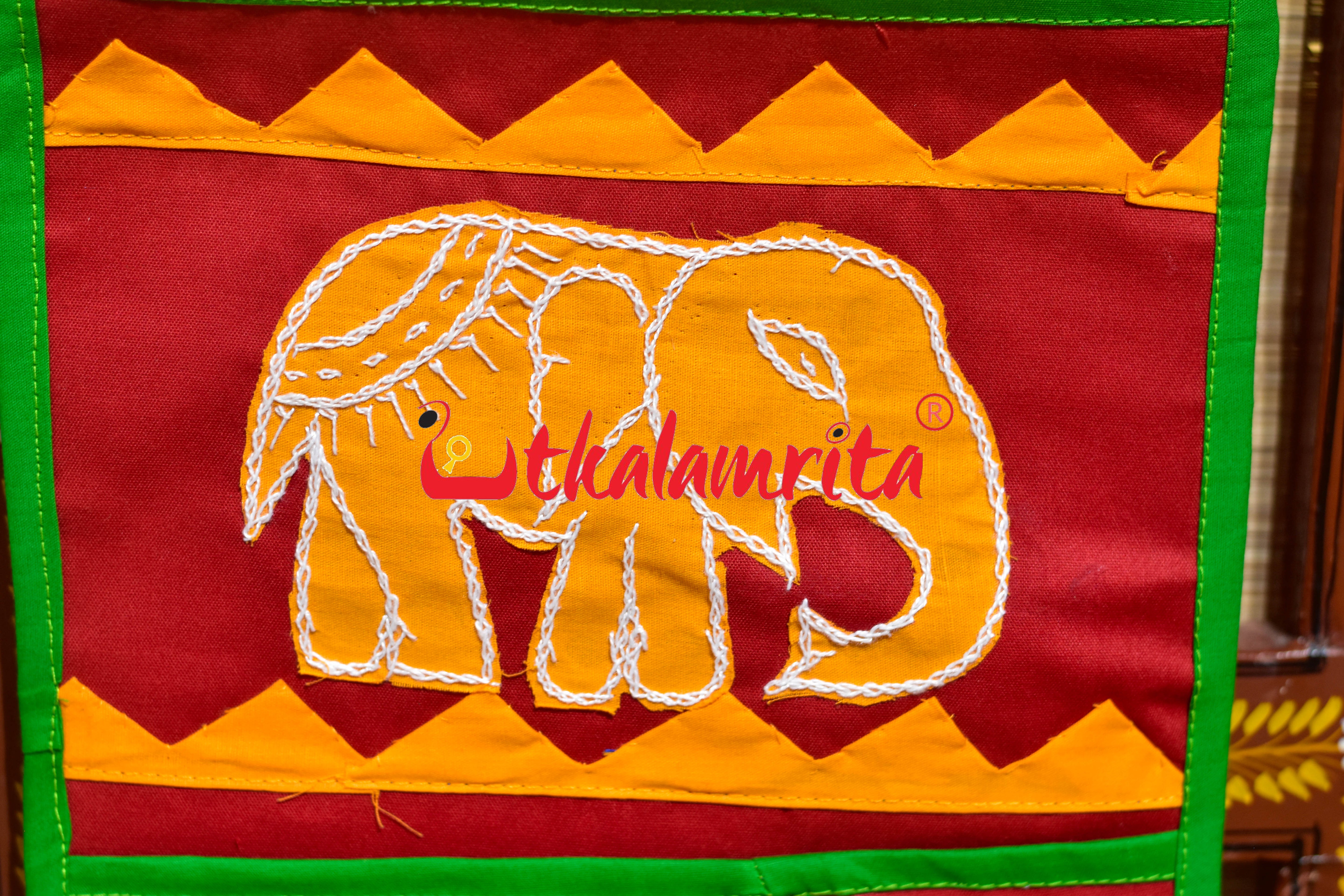 Red Yellow Double Fish Pipli Applique Letter Box