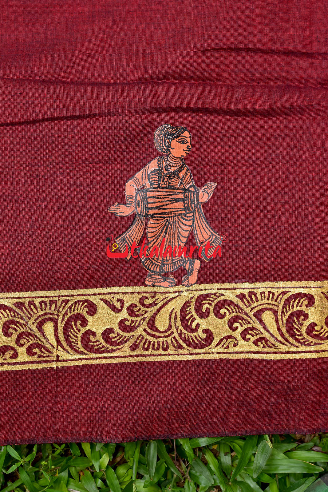 Mukteshwar Gate Pattachitra Maroon (Kurta Piece)