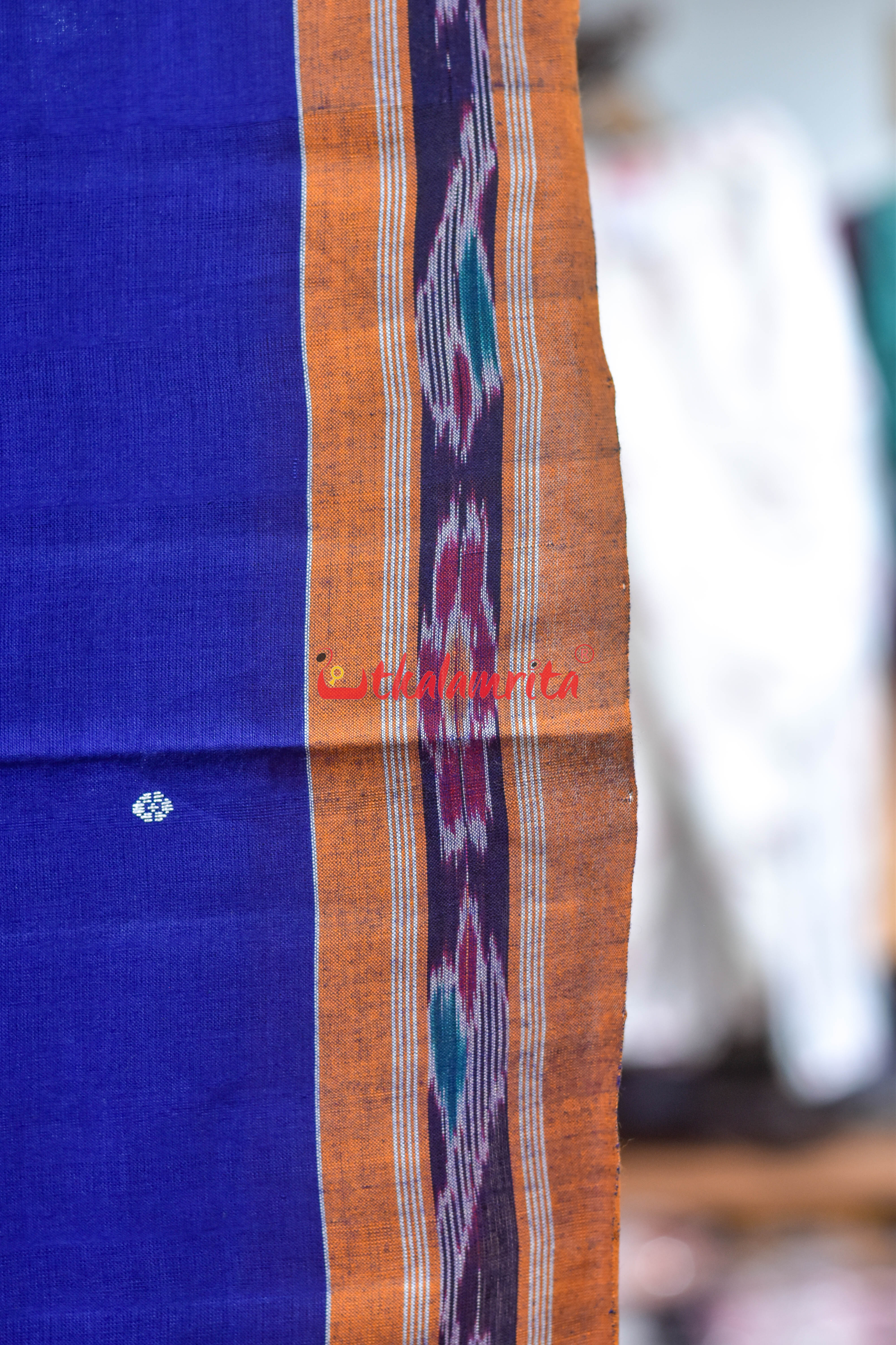 Blue Orange Mayura Pittala Single Cotton Saree