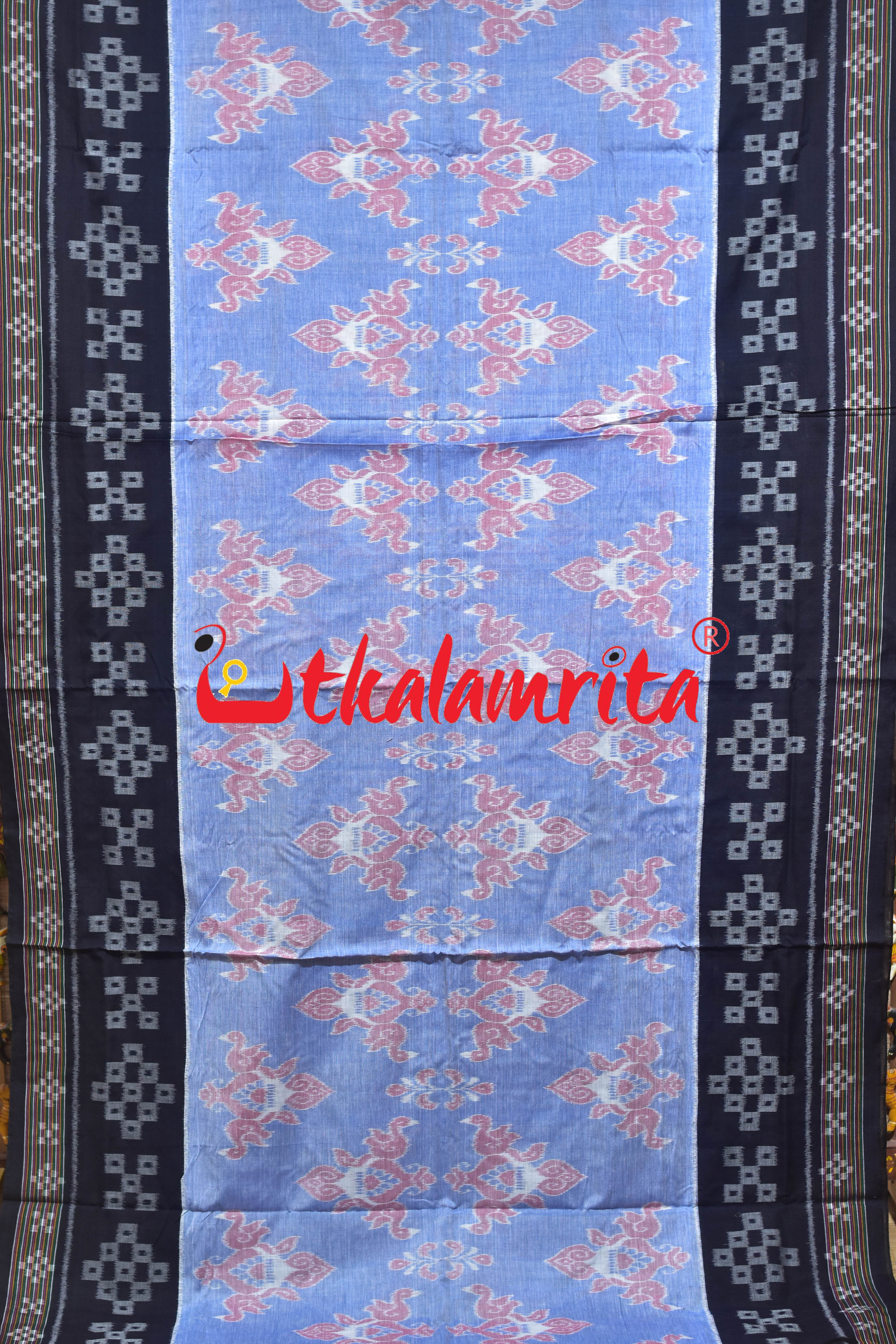 Light Blue Chadhei Pasapali Scot Khandua Cotton Saree