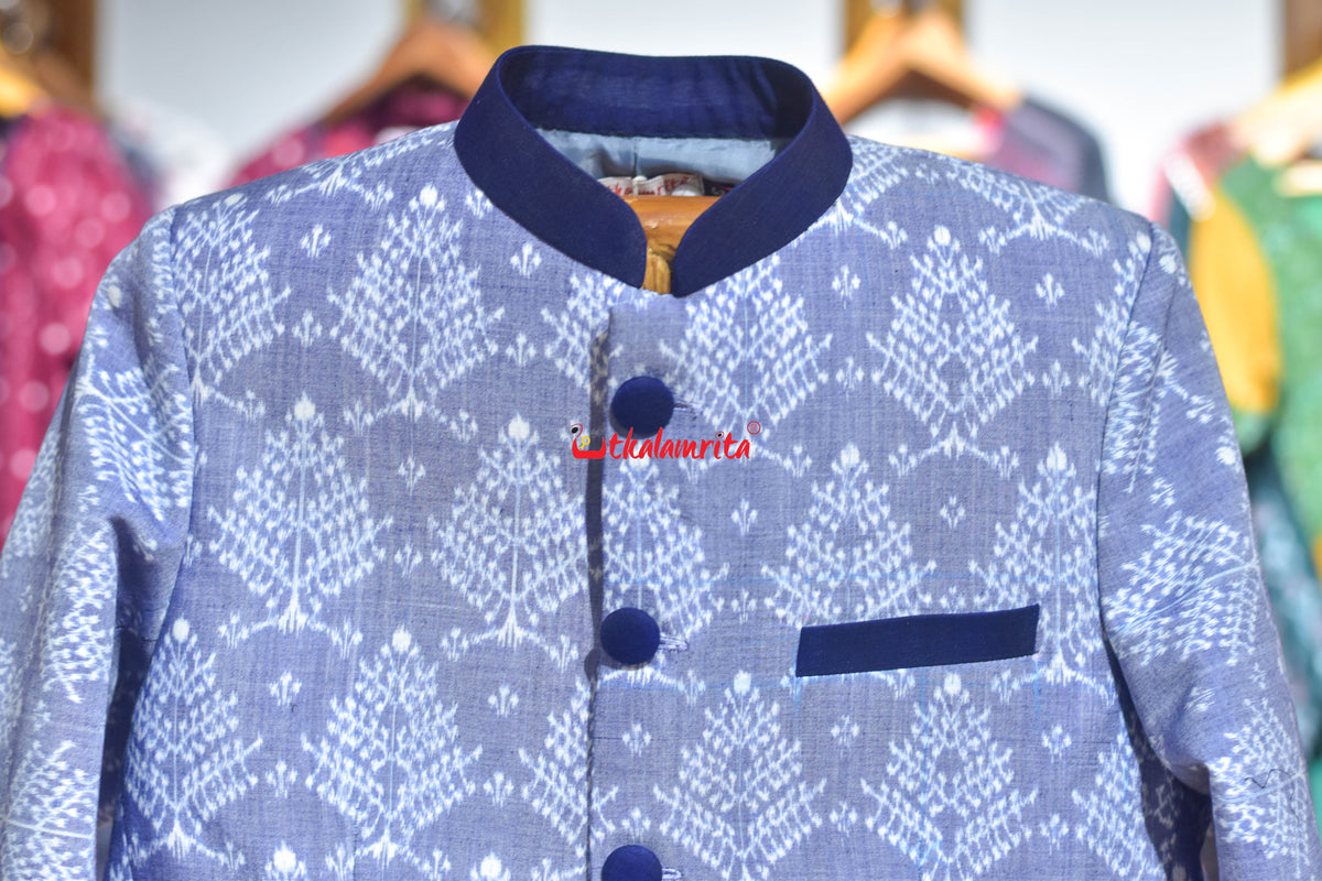 Sky Blue Gacha Sambalpuri (Men's Jodhpuri Coat)