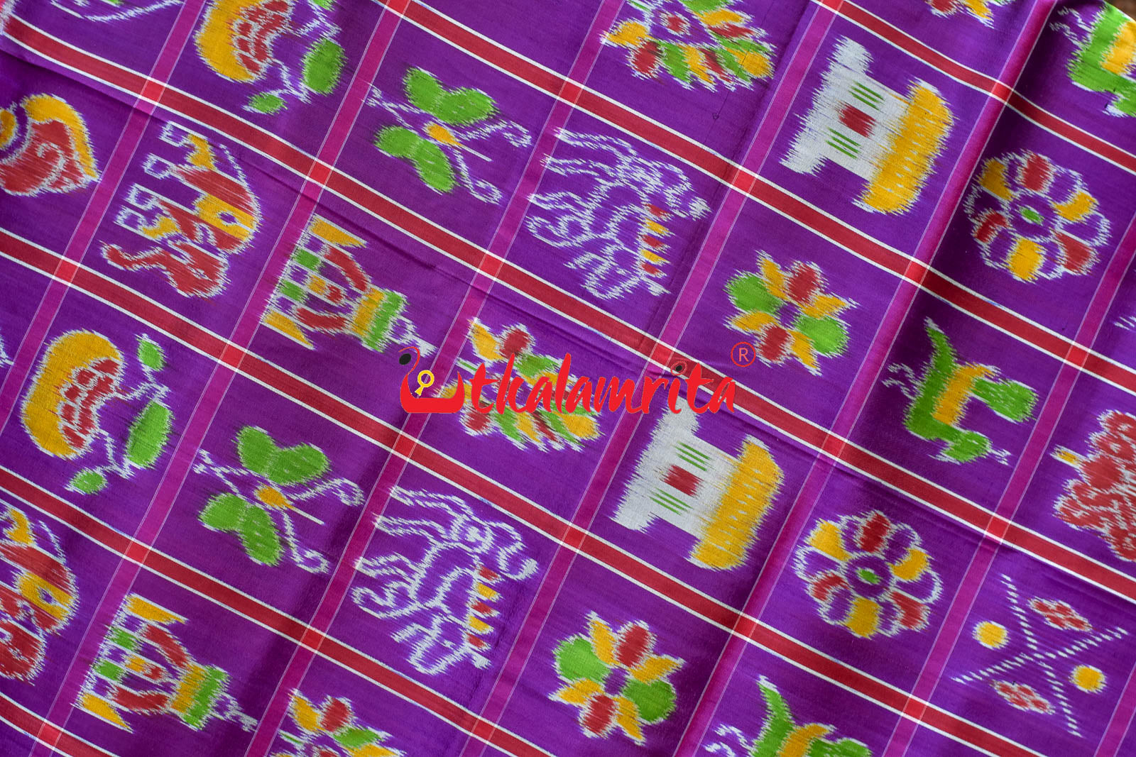 Purple Plain Nabakothi Khandua Silk Saree