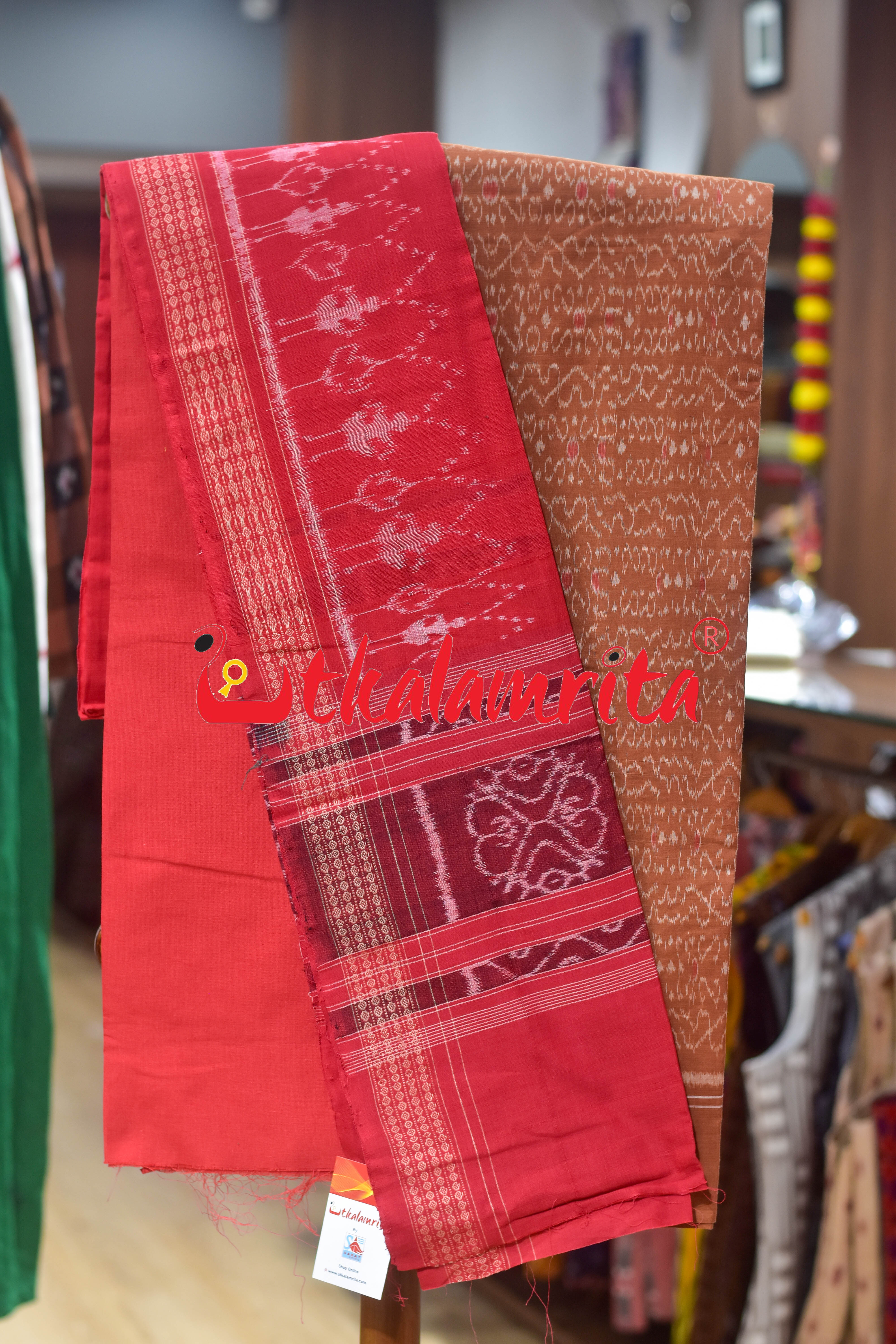 Brown Red S Bandha Cotton Dress Set