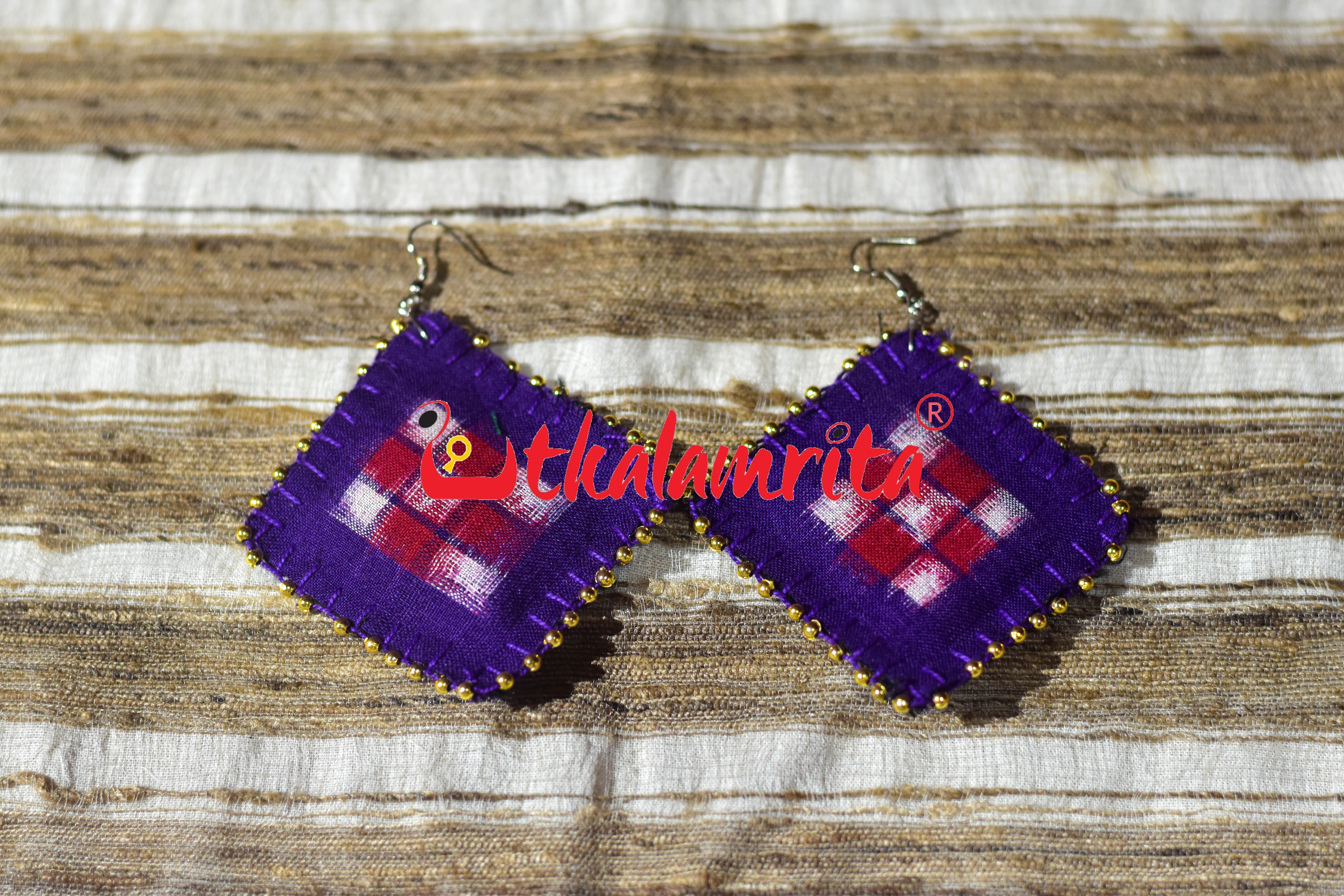 Purple Golden Maali Star Sakta Earrings
