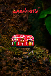 Small Wooden Lord Jagannath, Balabhadra, Subhadra Showpiece