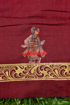 Mukteshwar Gate Pattachitra Maroon (Kurta Piece)