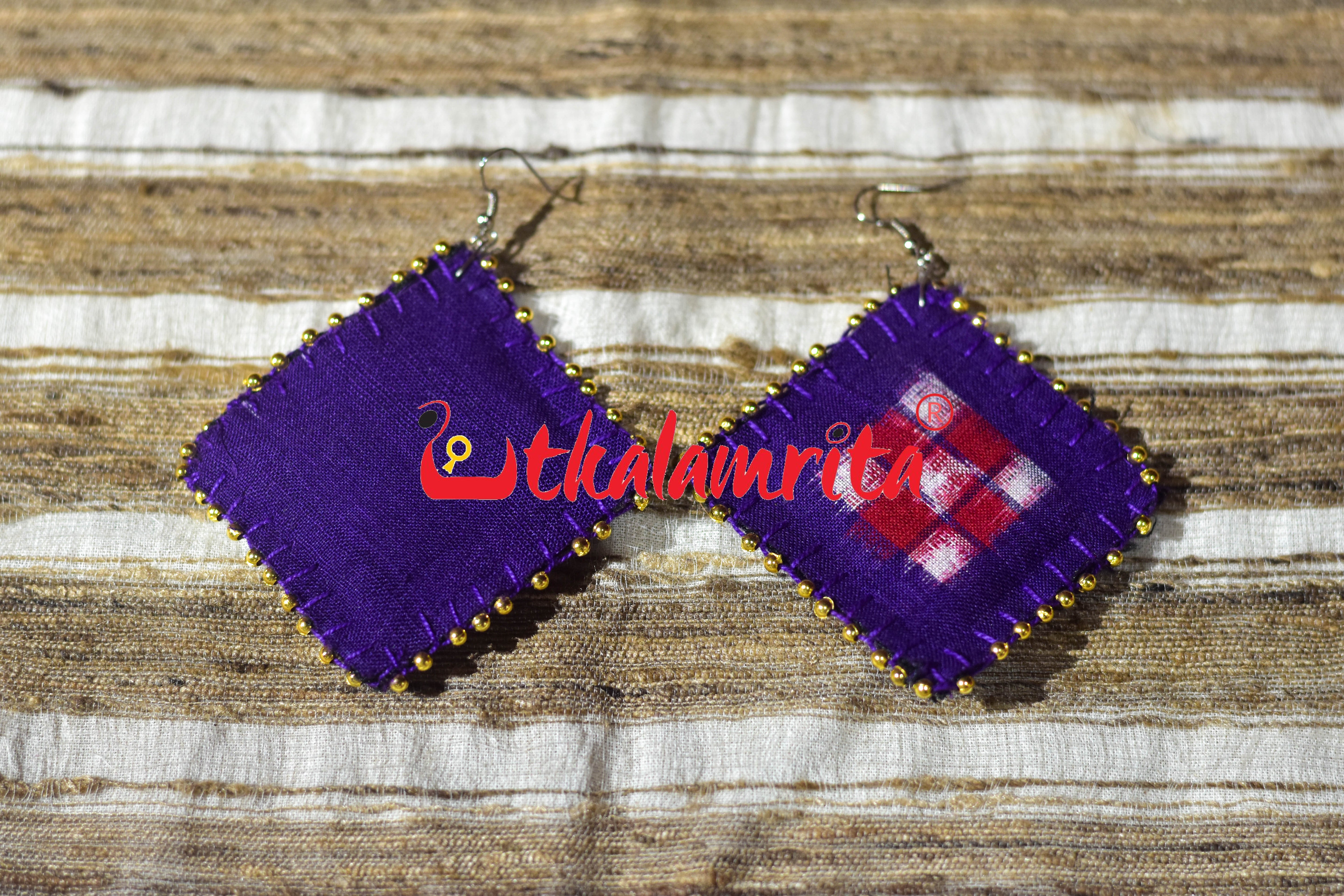 Purple Golden Maali Star Sakta Earrings