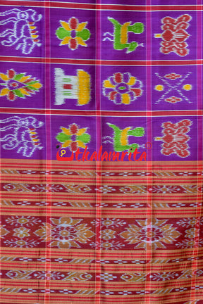 Purple Plain Nabakothi Khandua Silk Saree