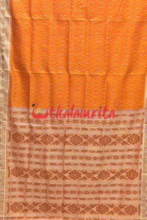 Mustard S White Khandua Silk Saree