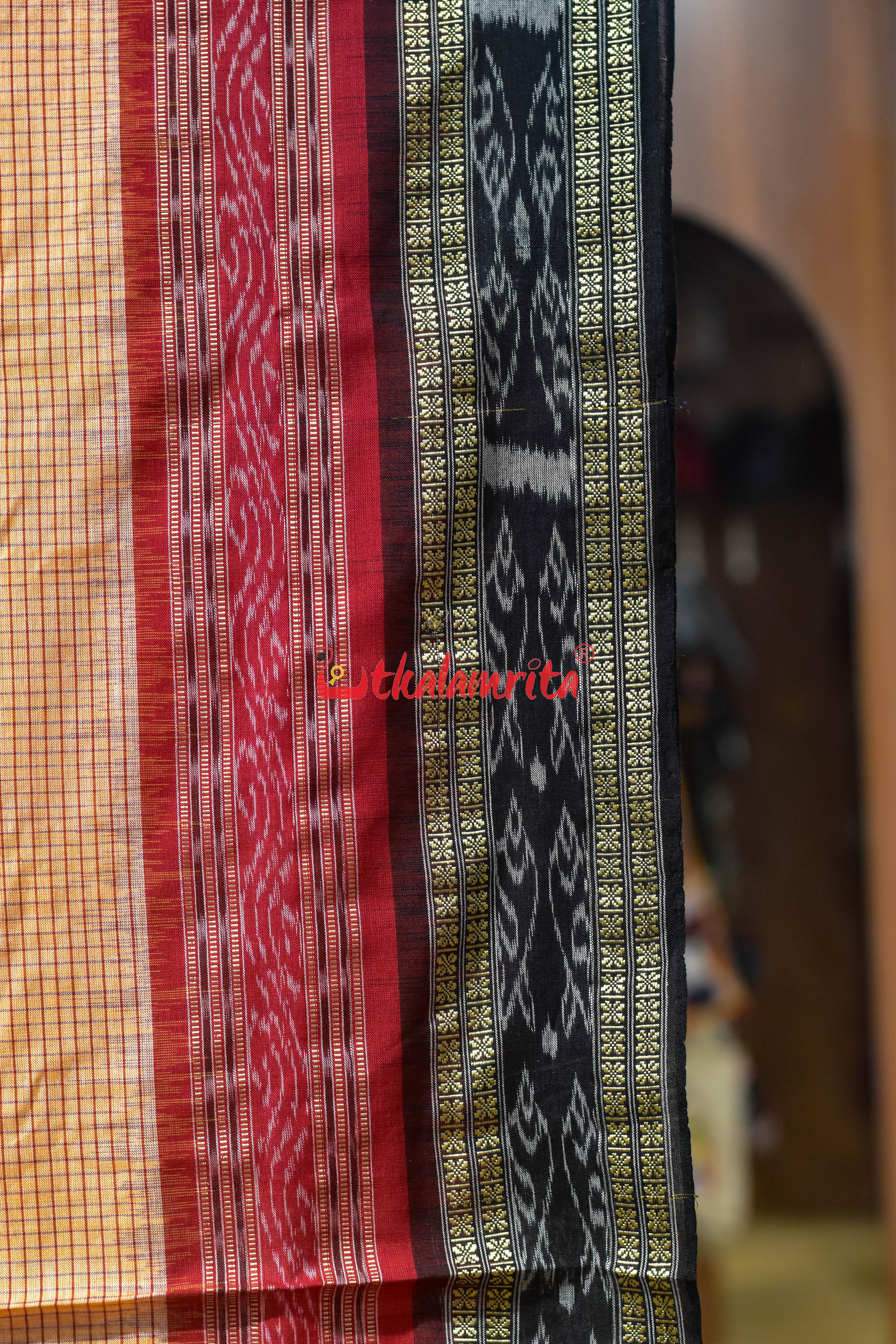 Light Yellow Sachipar Khandua Cotton Saree