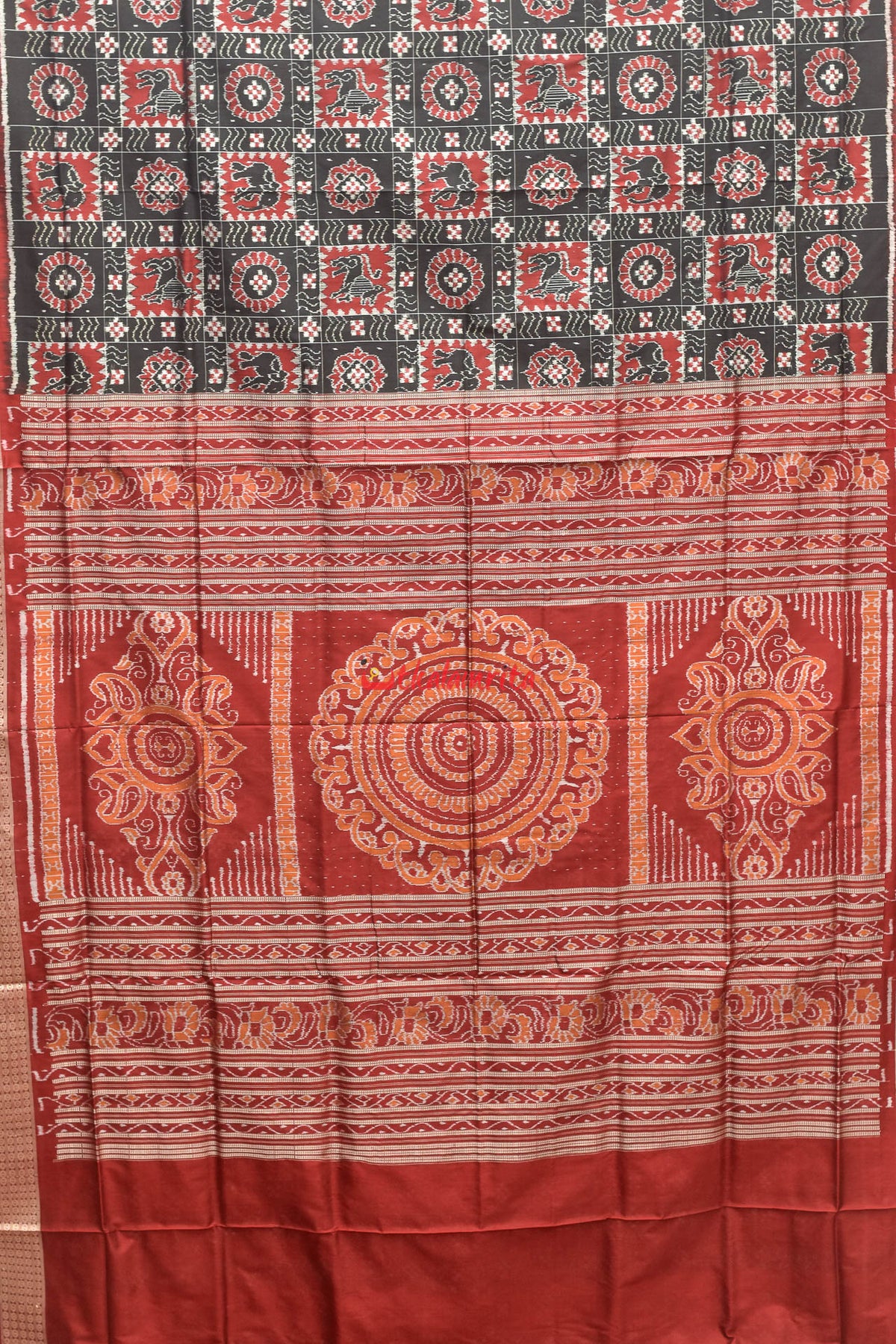 Lion & Elephant Kuthi Pasapali Silk Saree