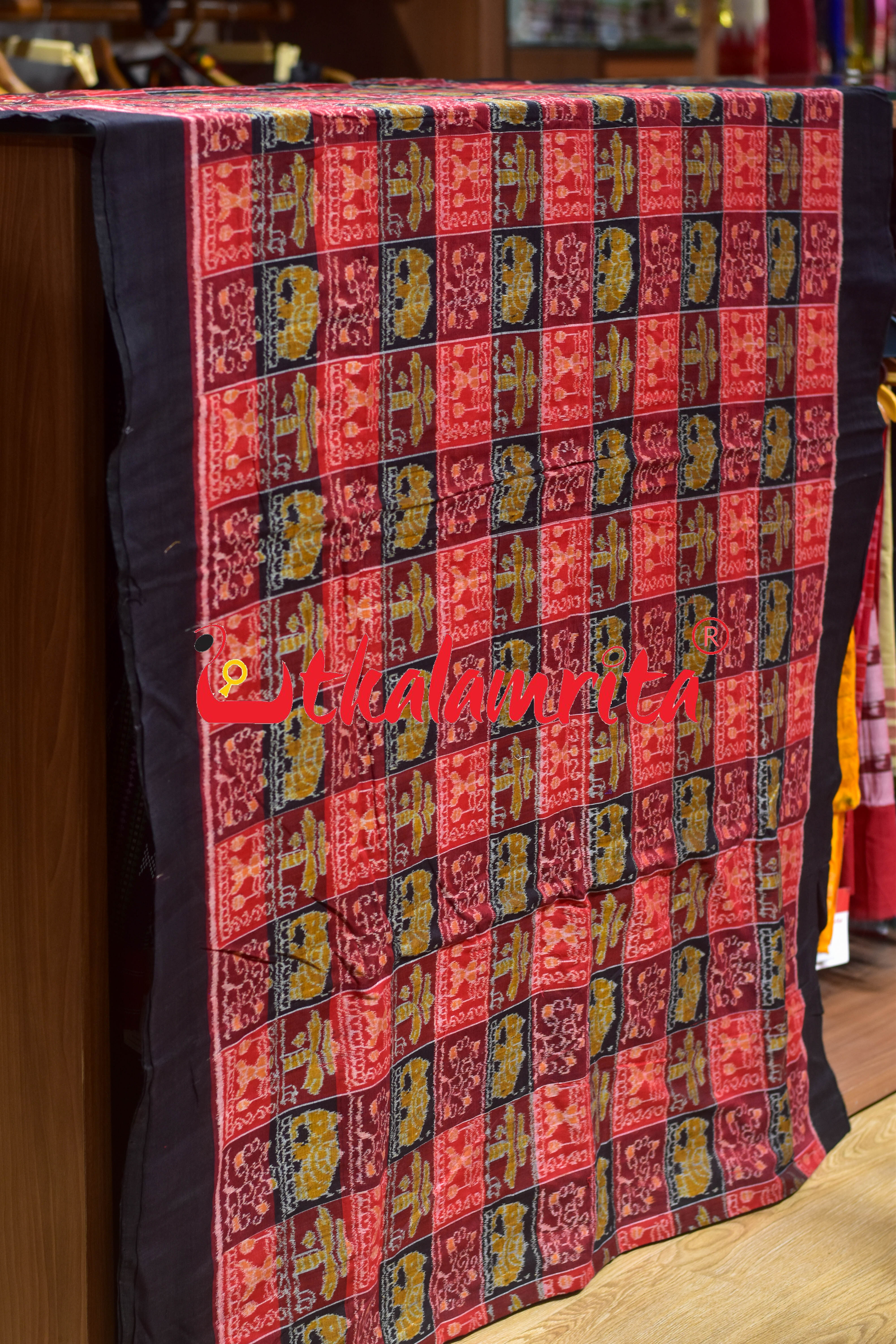 13 Kuthi Elephant Coconut Tree Sambalpuri  Cotton (Fabric)