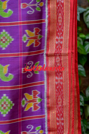 Purple Plain Nabakothi Khandua Silk Saree