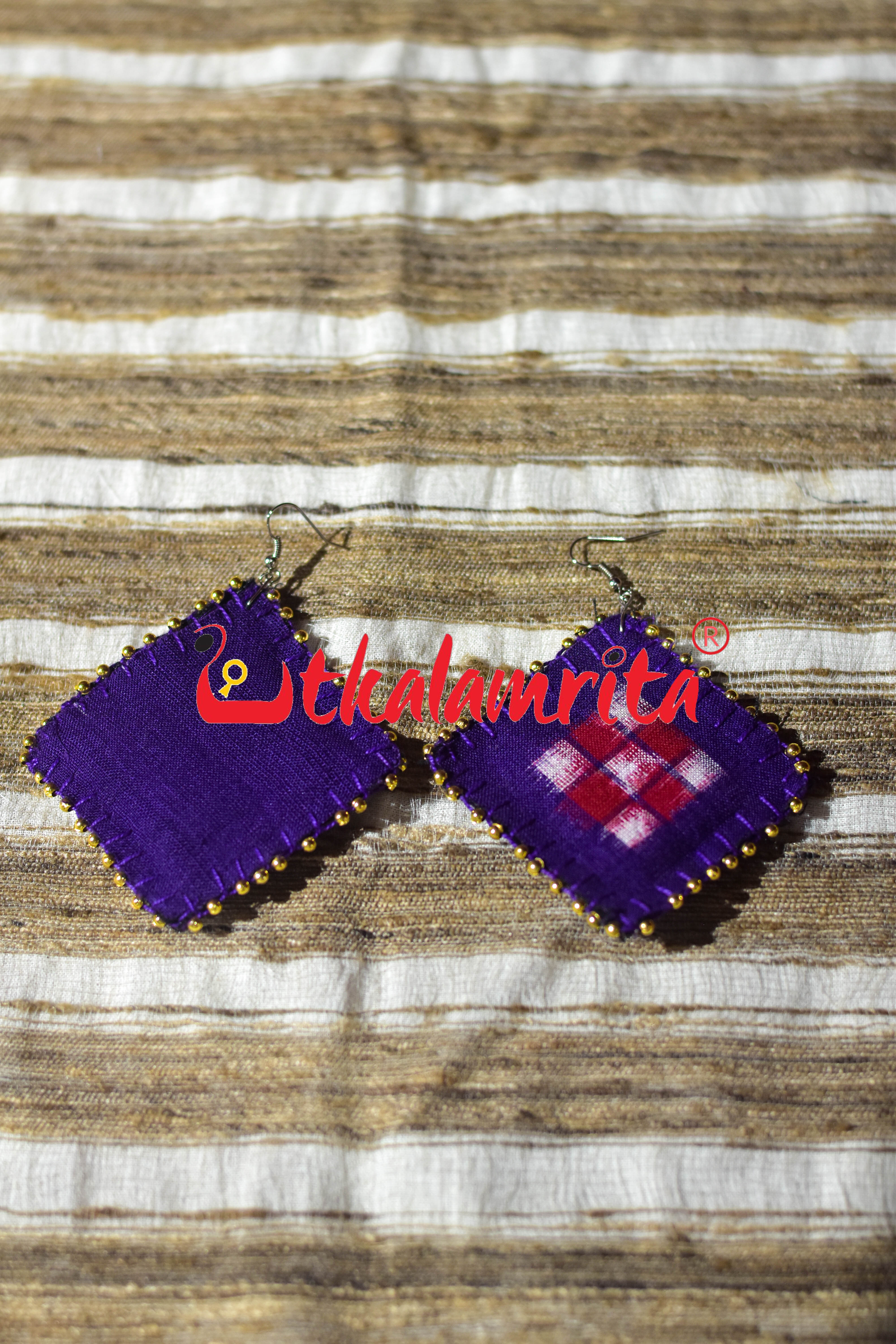 Purple Golden Maali Star Sakta Earrings