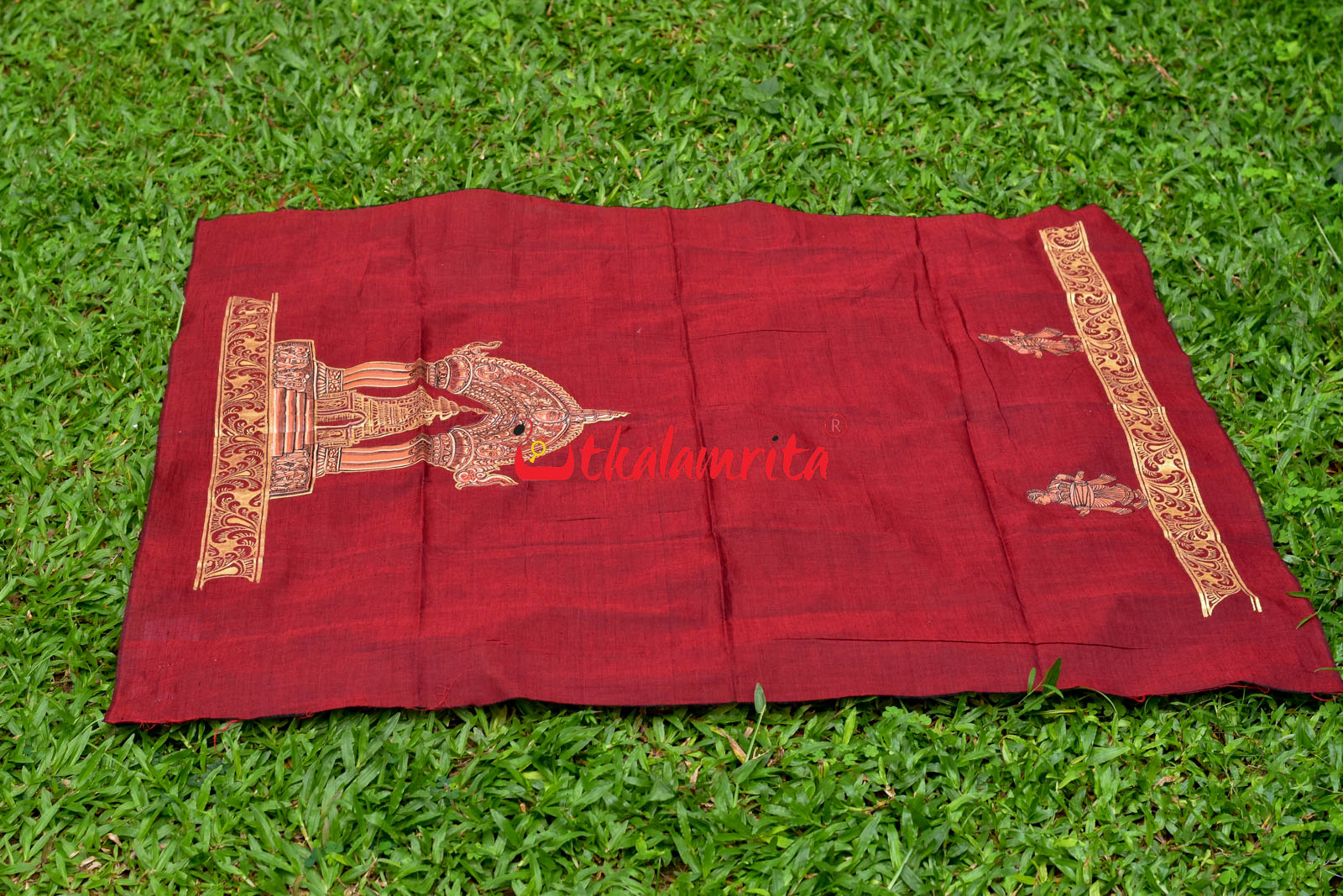 Mukteshwar Gate Pattachitra Maroon (Kurta Piece)