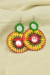 Yellow Round Pipli applique danglers)