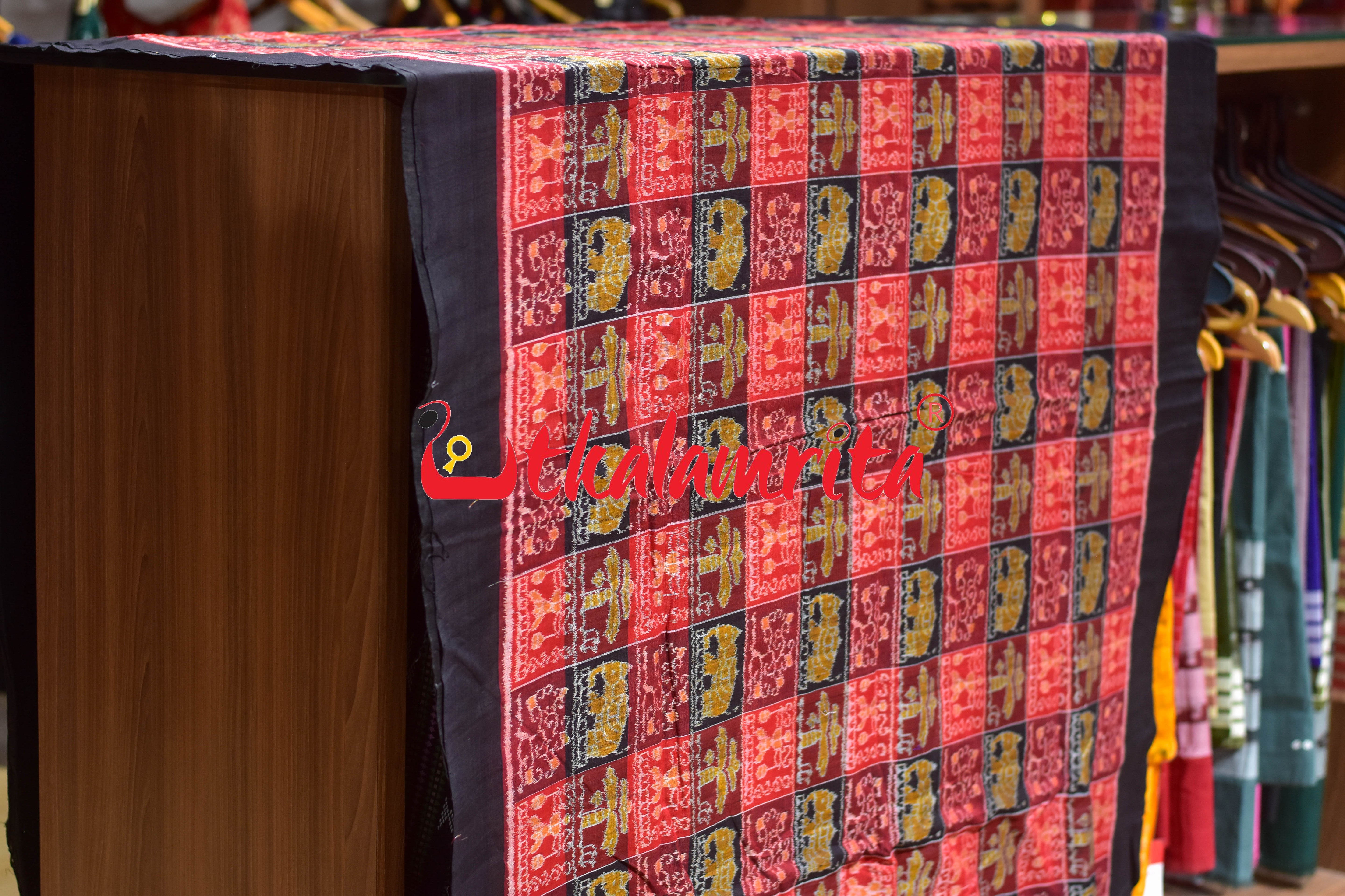 13 Kuthi Elephant Coconut Tree Sambalpuri  Cotton (Fabric)