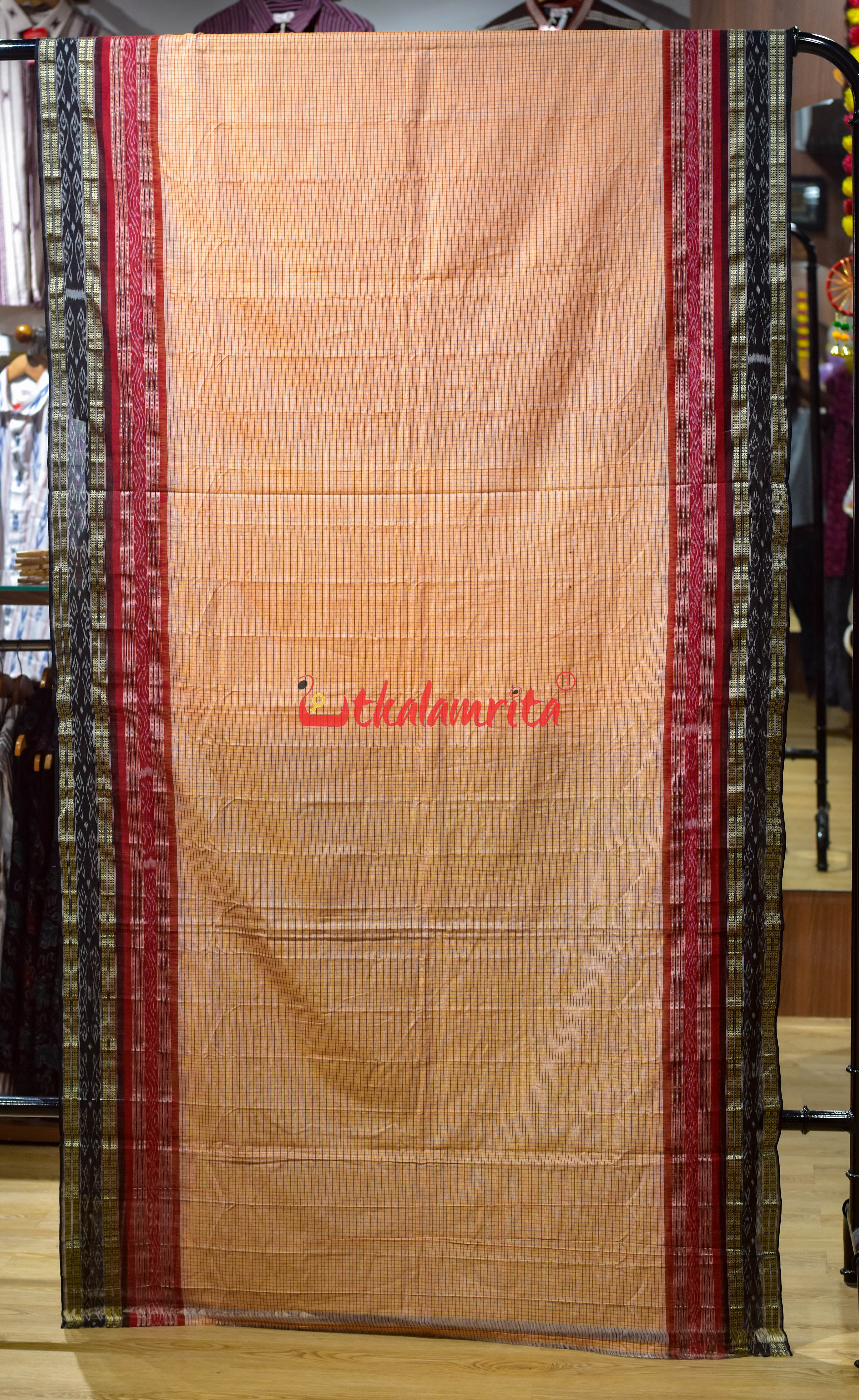 Light Yellow Sachipar Khandua Cotton Saree