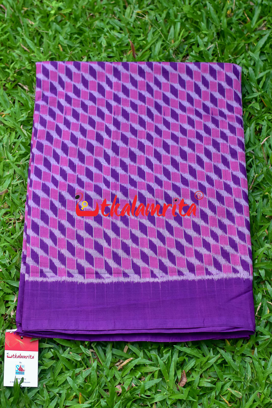 3D Pink Purple Sambalpuri Cotton (Fabric)