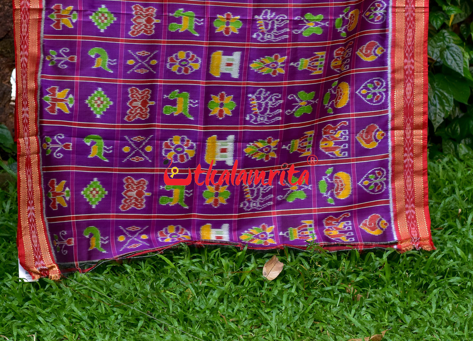 Purple Plain Nabakothi Khandua Silk Saree