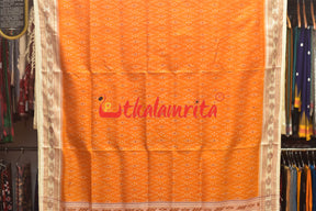 Mustard S White Khandua Silk Saree