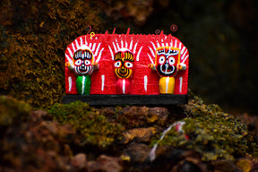 Small Wooden Lord Jagannath, Balabhadra, Subhadra Showpiece