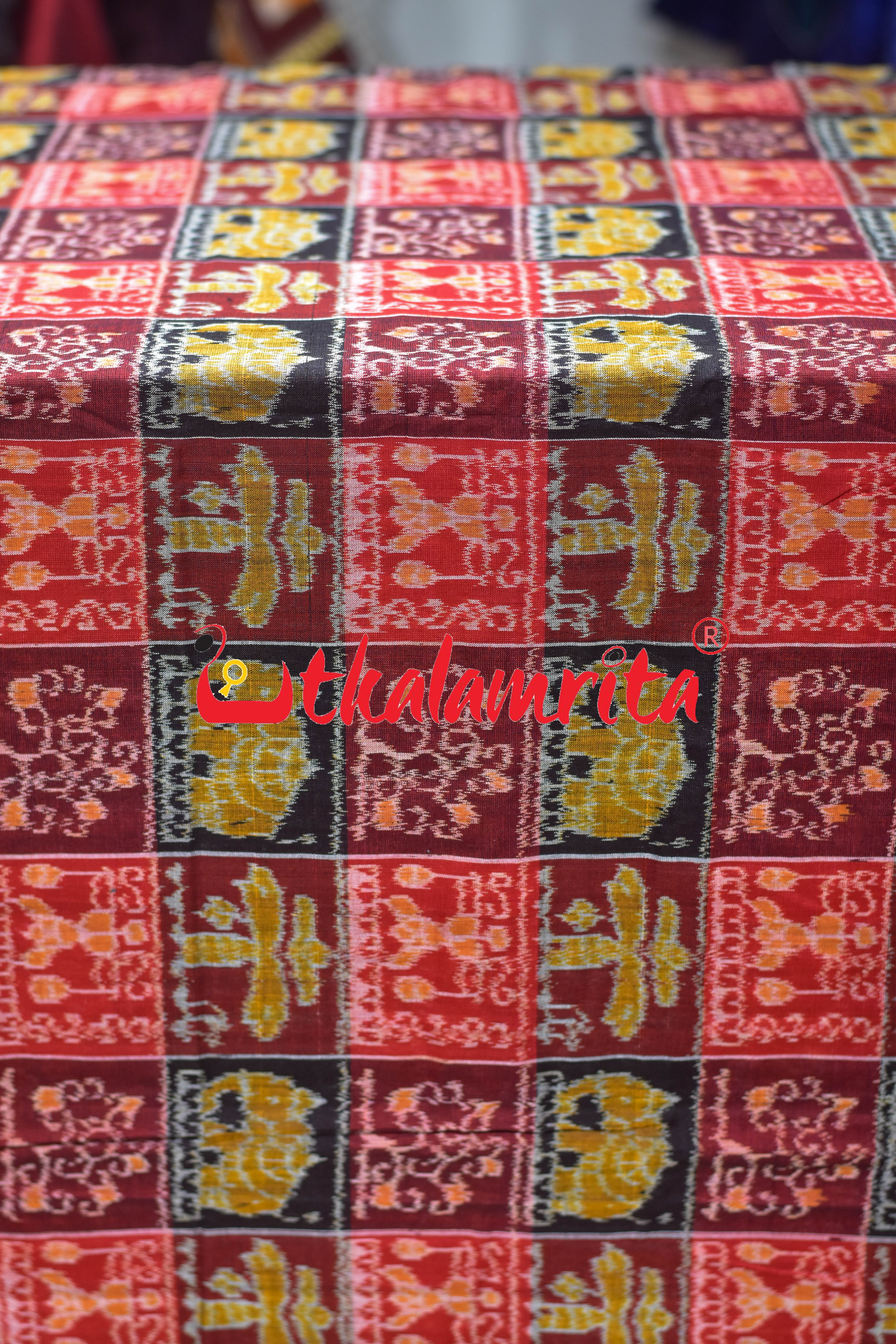 13 Kuthi Elephant Coconut Tree Sambalpuri  Cotton (Fabric)