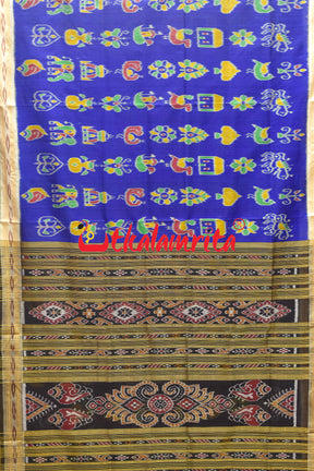 Blue Nabarangi Double Border Khandua Silk Saree