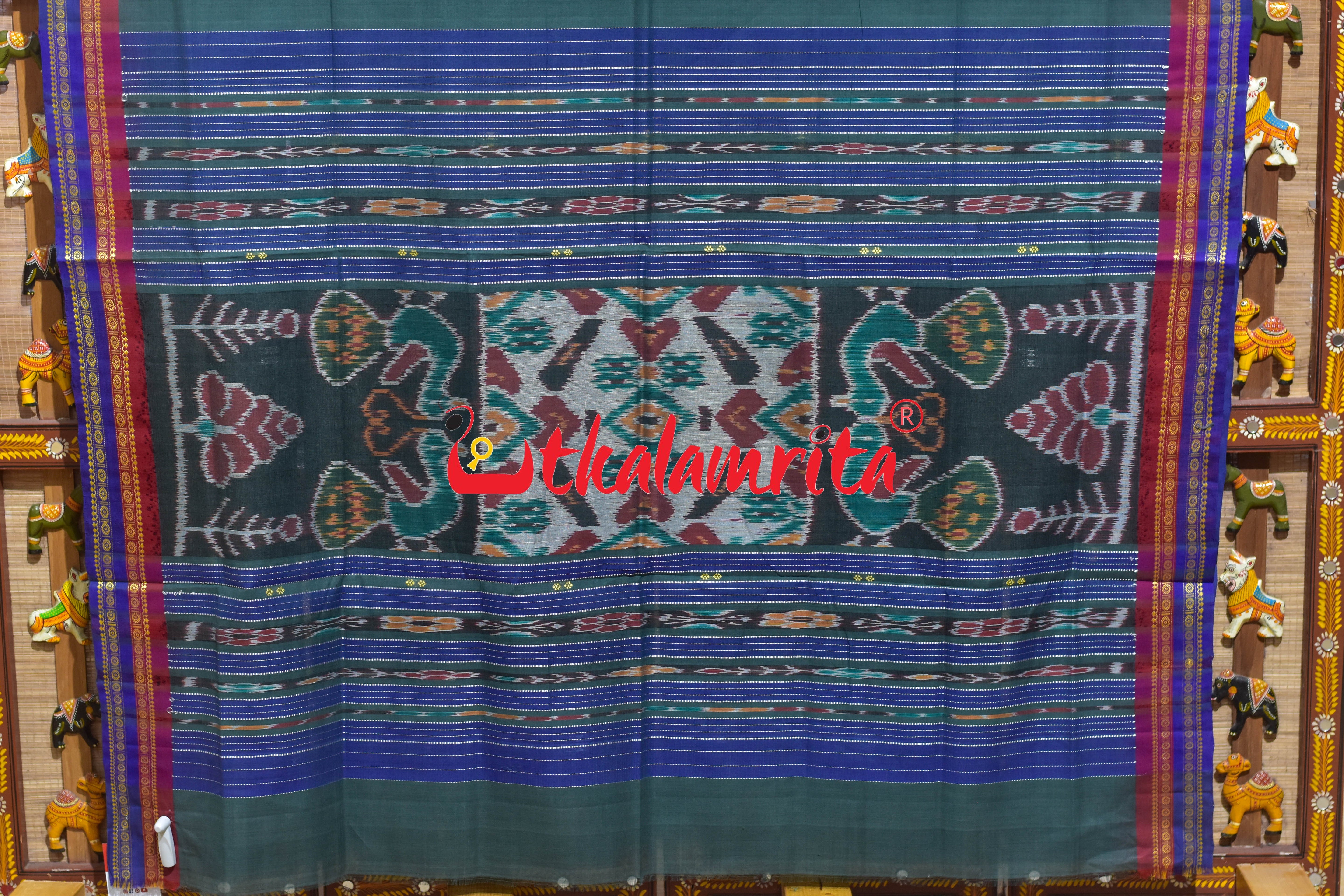 Olive Double Border Doby Pittala Single Cotton Saree