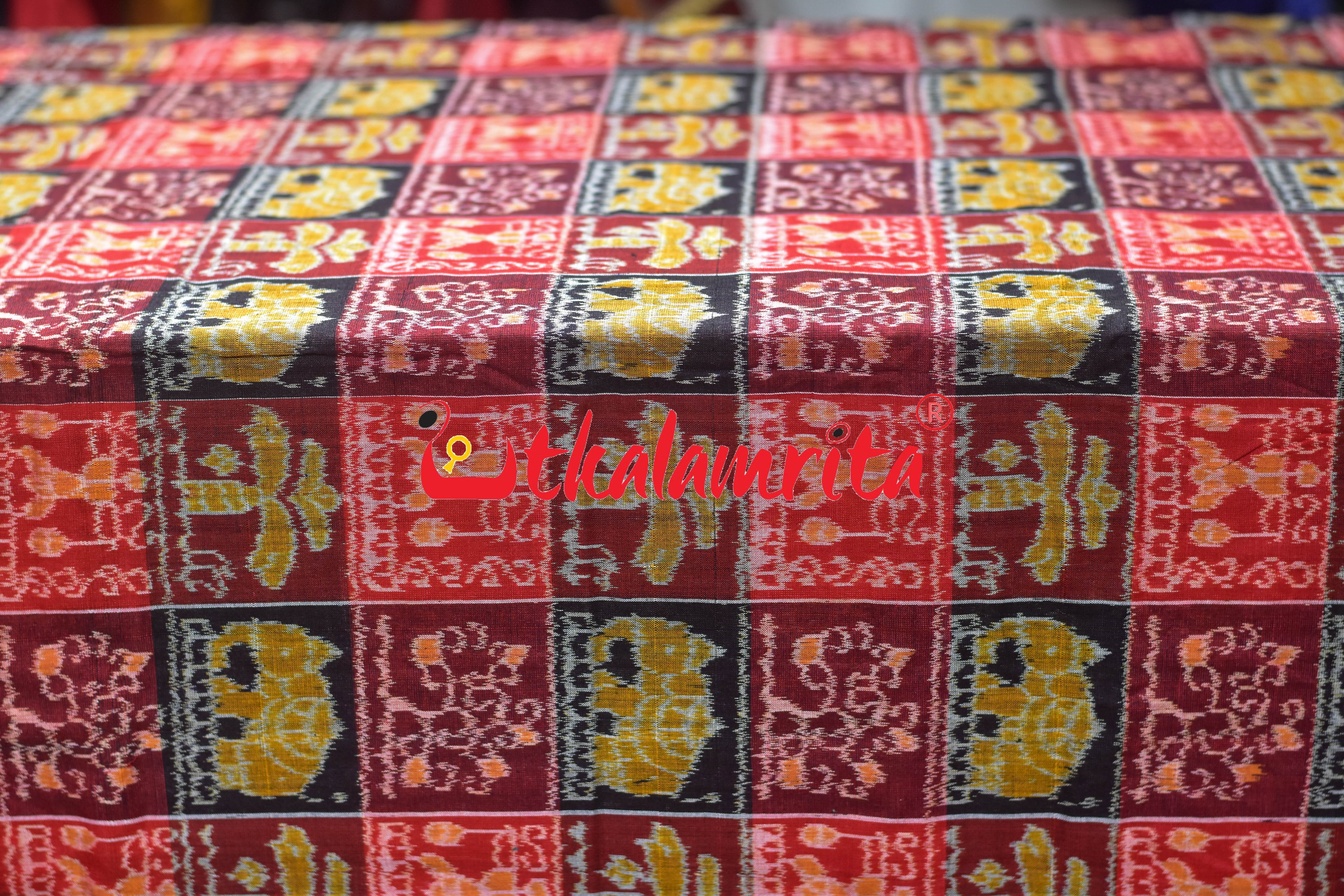 13 Kuthi Elephant Coconut Tree Sambalpuri  Cotton (Fabric)
