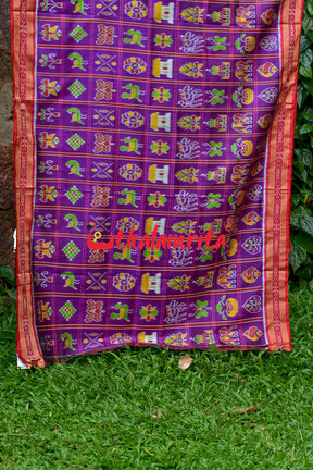 Purple Plain Nabakothi Khandua Silk Saree