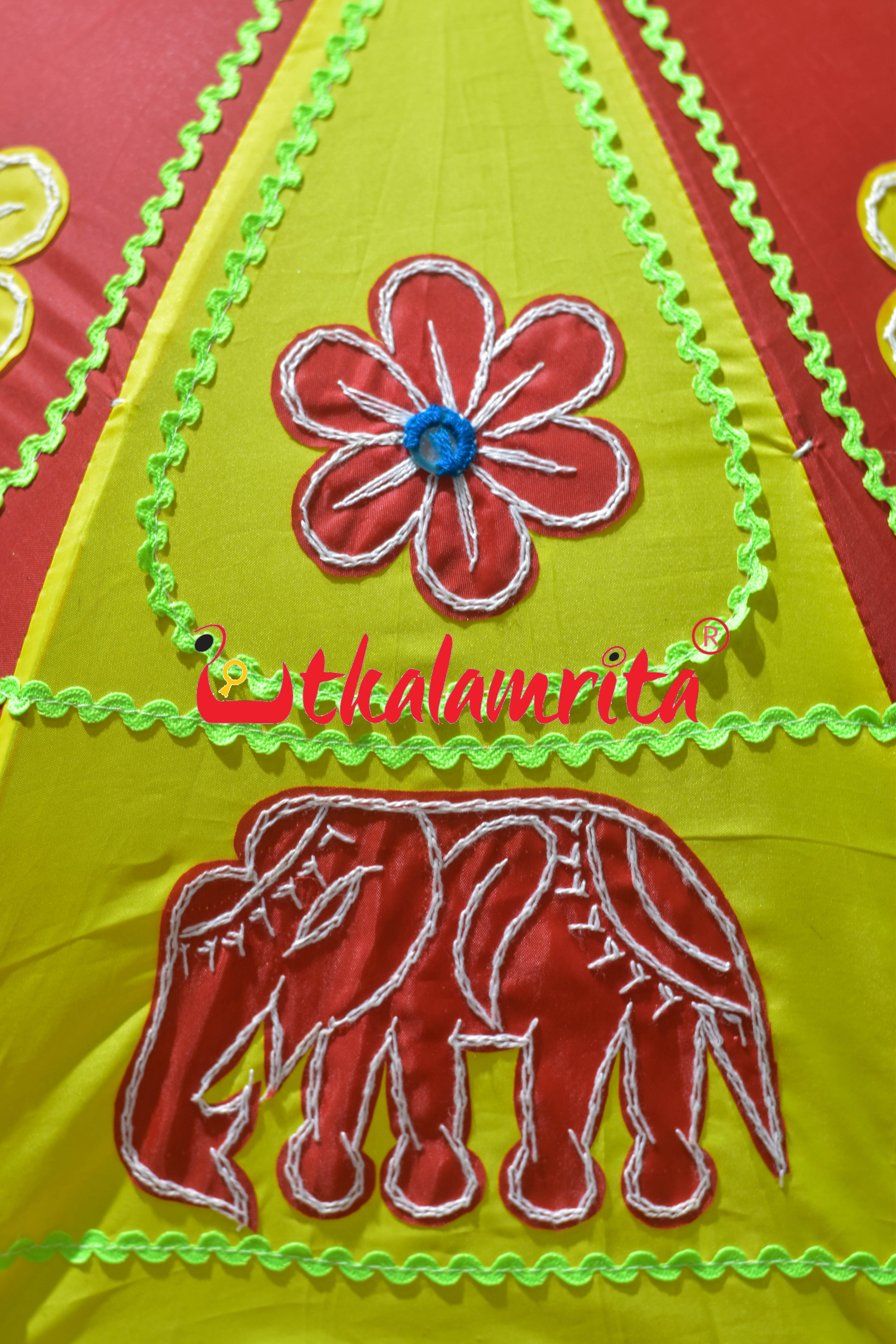Red Yellow Elephants Pipli Waterproof Umbrella