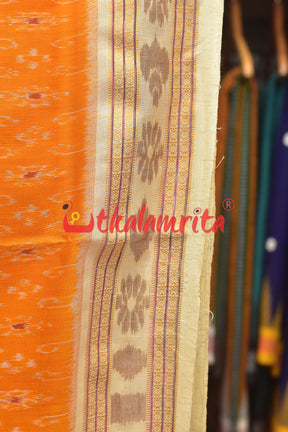 Mustard S White Khandua Silk Saree