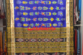 Blue Nabarangi Double Border Khandua Silk Saree