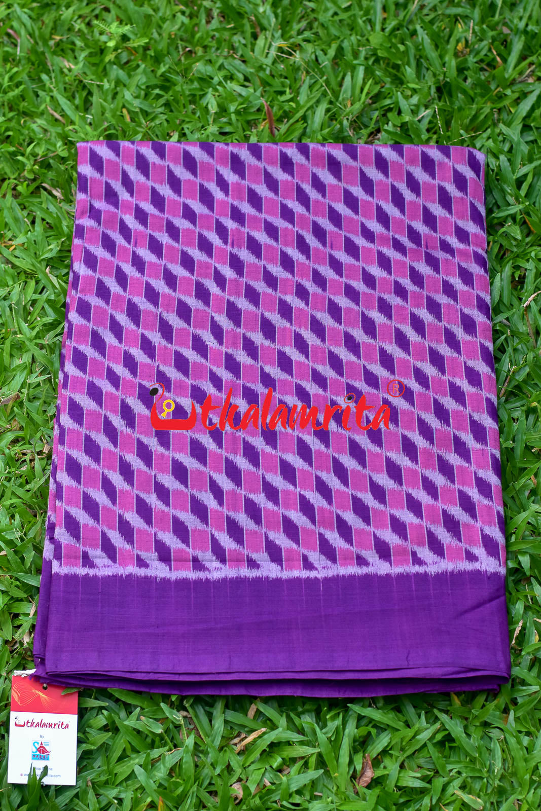 3D Pink Purple Sambalpuri Cotton (Fabric)
