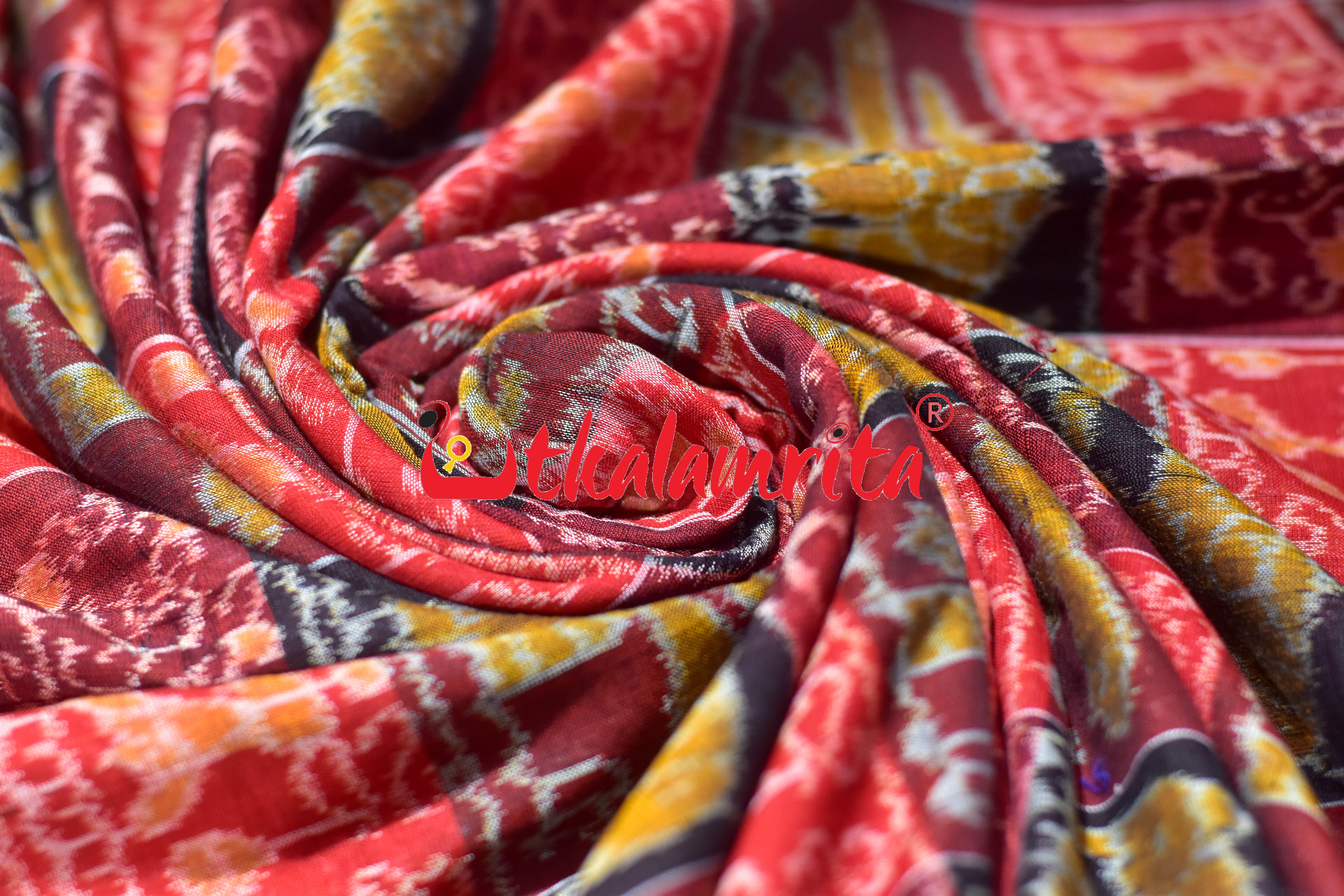 13 Kuthi Elephant Coconut Tree Sambalpuri  Cotton (Fabric)