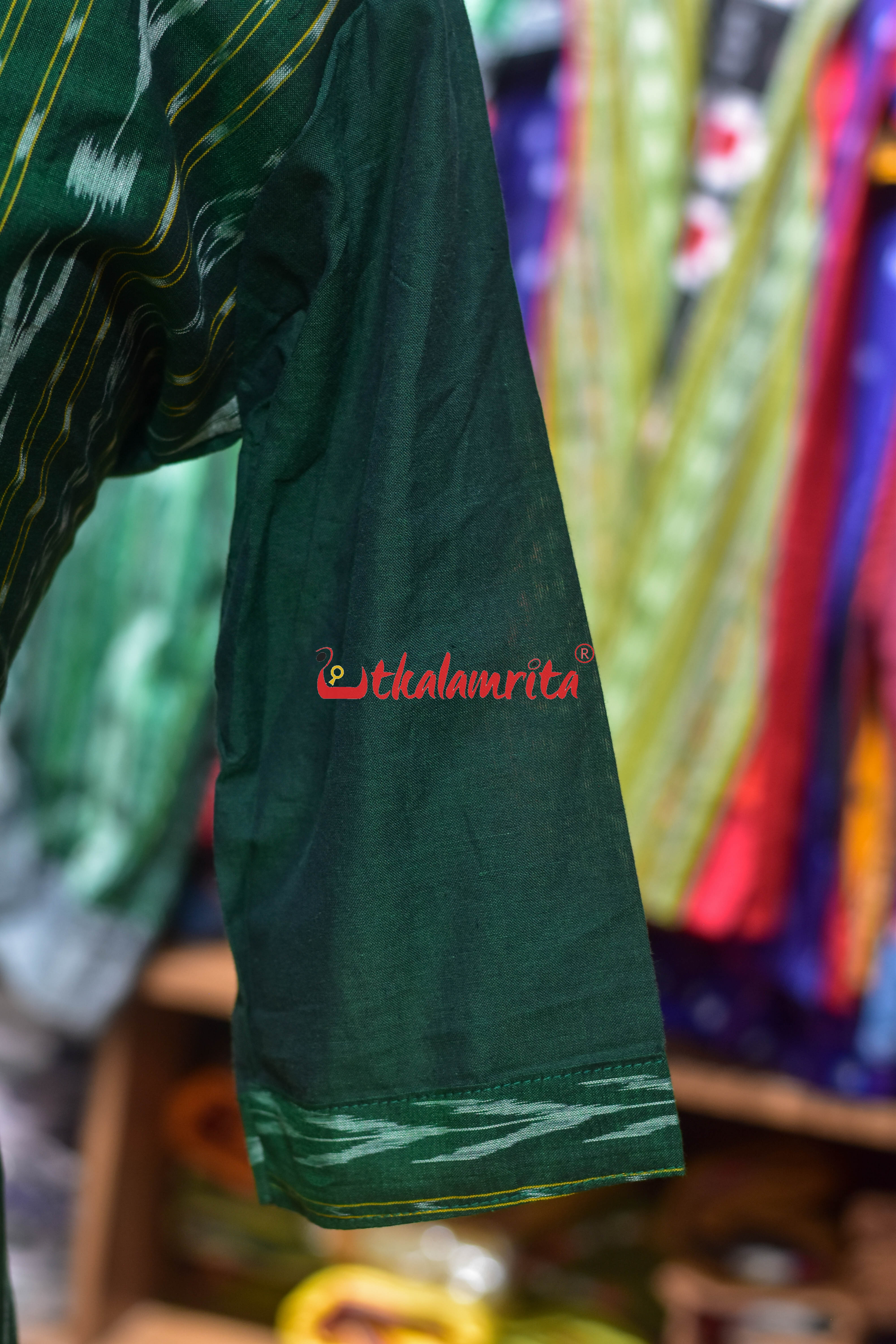 Green Ikat with Middle Pasapali (Ladies' Kurti)