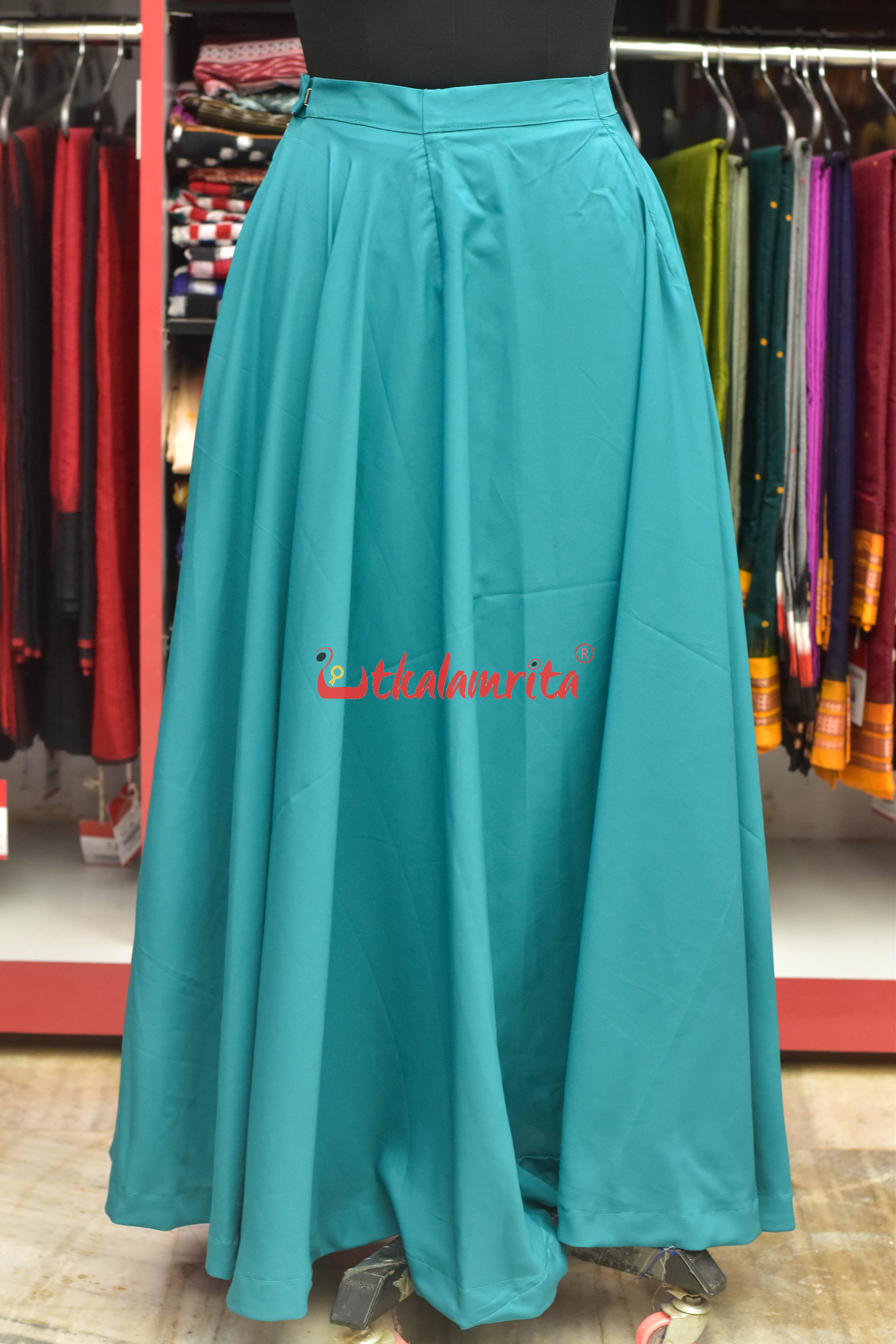Odia Alphabet Blue Teal Sambalpuri Cotton Long Jacket Set