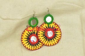 Yellow Round Pipli applique danglers)