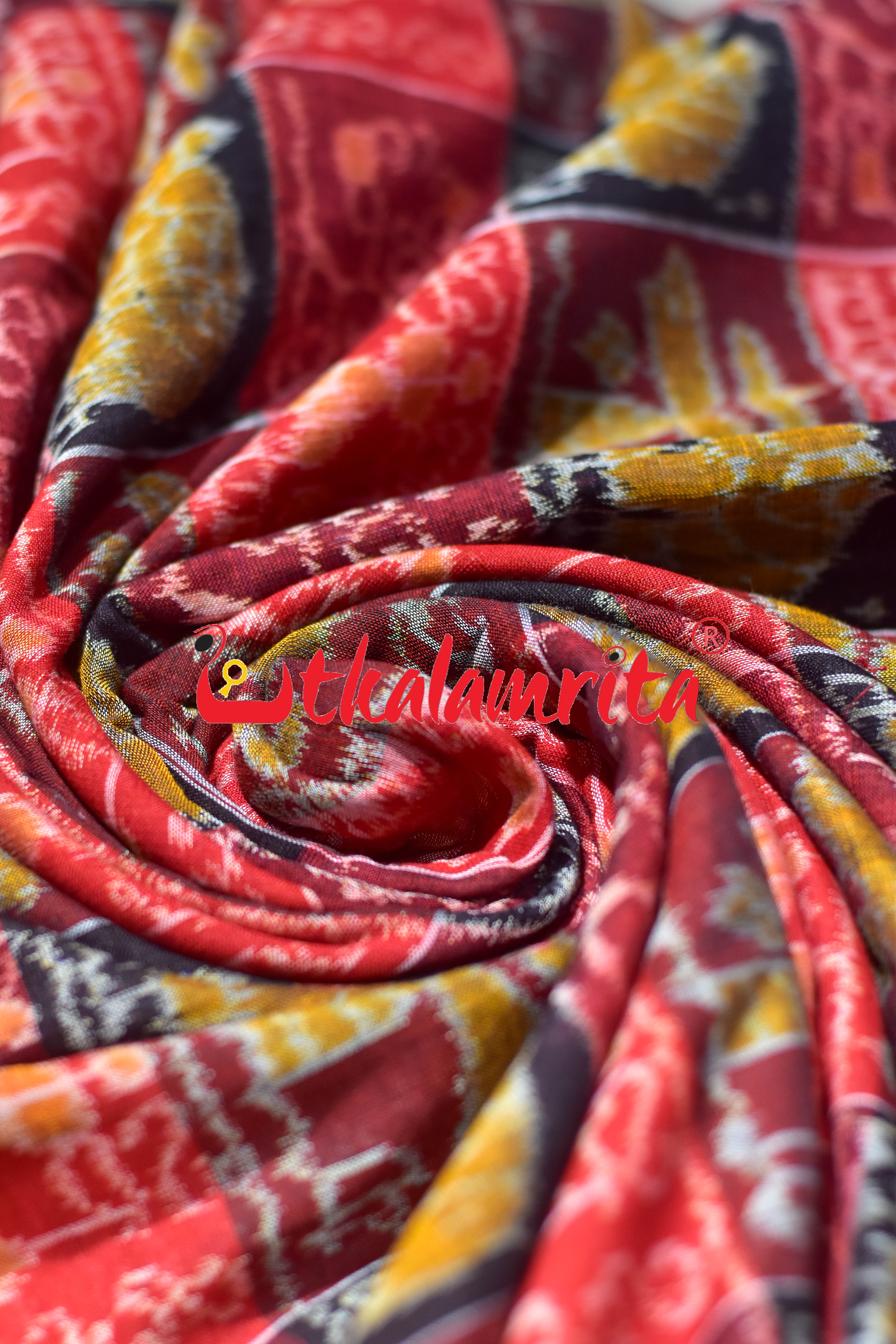 13 Kuthi Elephant Coconut Tree Sambalpuri  Cotton (Fabric)