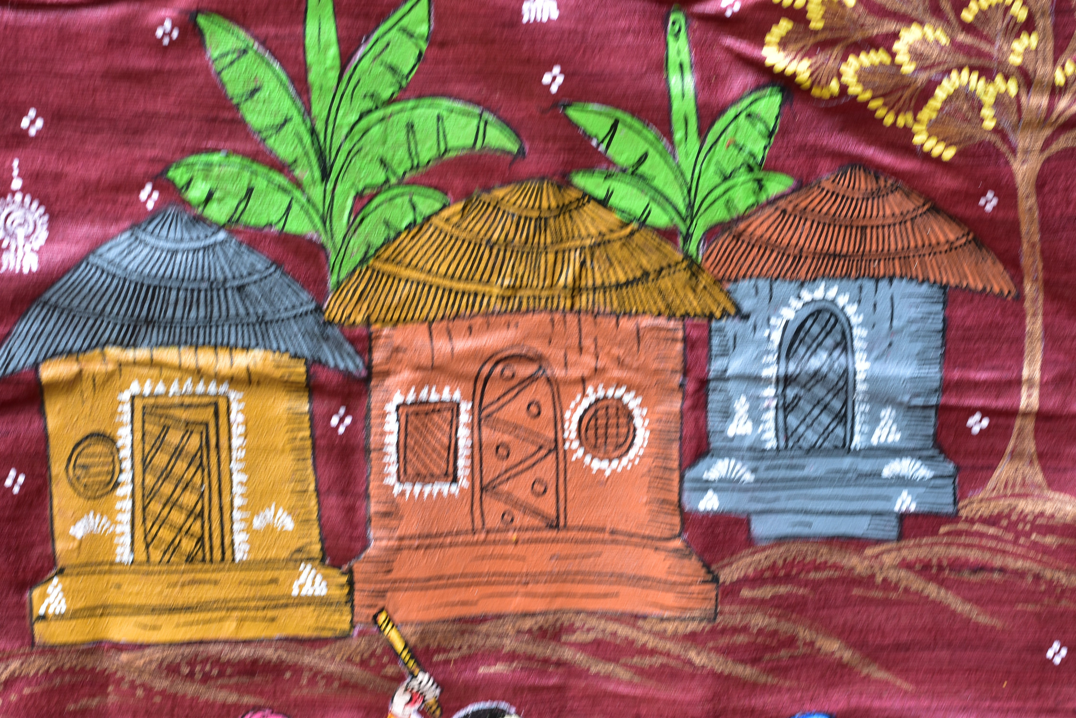 Jhamu Jatra Ghicha Tussar Ghee Maroon Saree