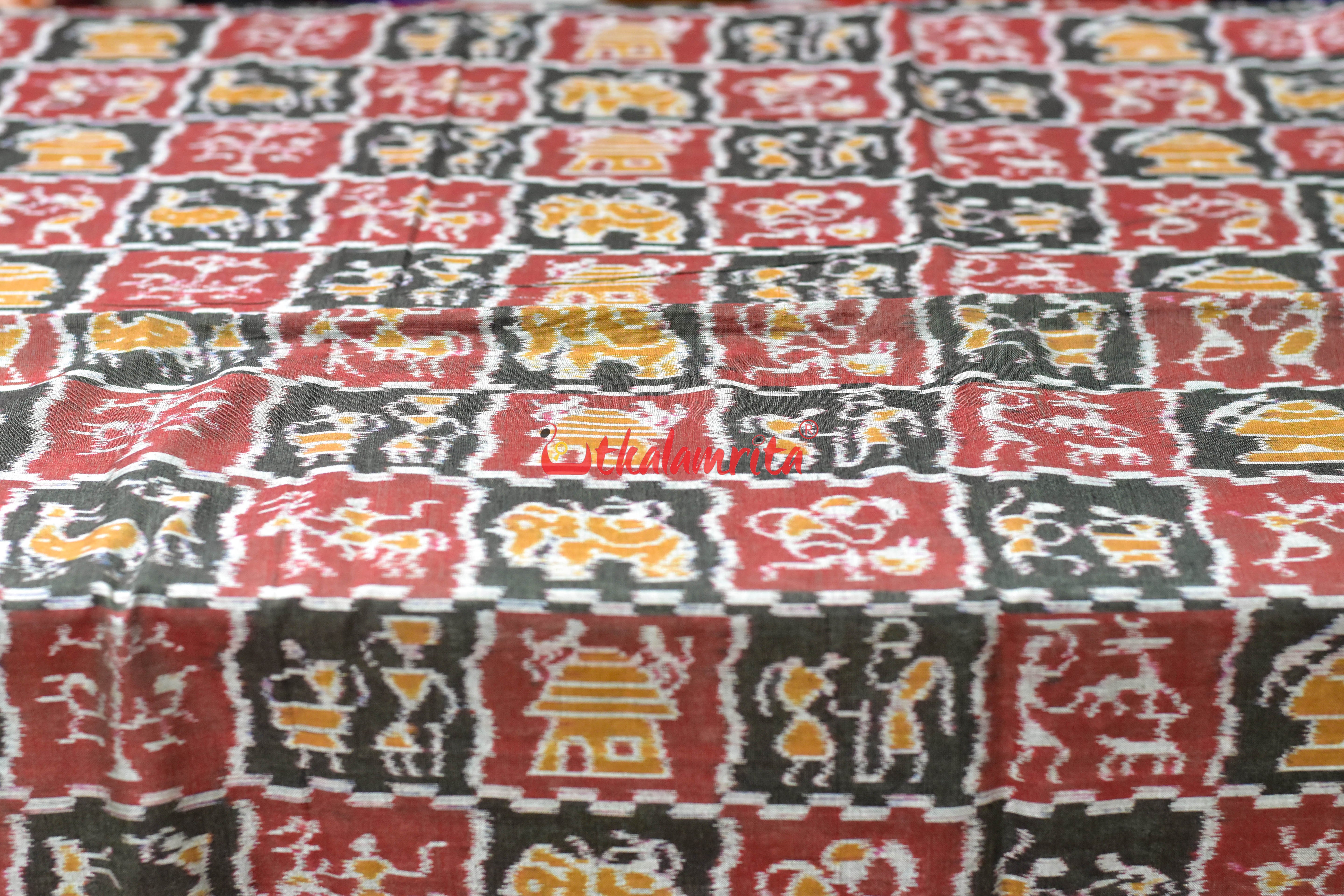 Olive Brown Tribal Culture Sambalpuri Cotton (Fabric)