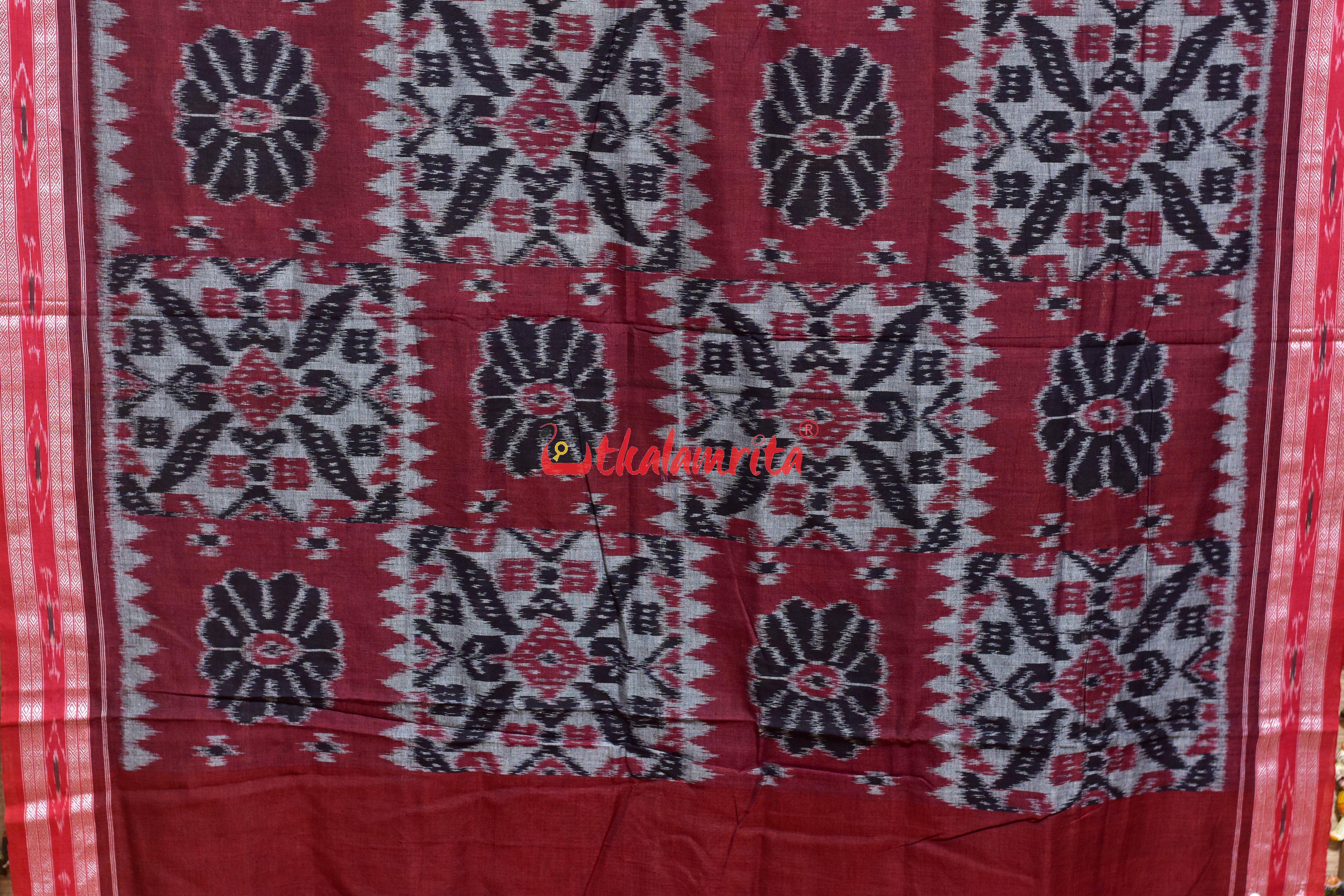 Computer Grey Mustard Maroon Khandua Cotton Saree