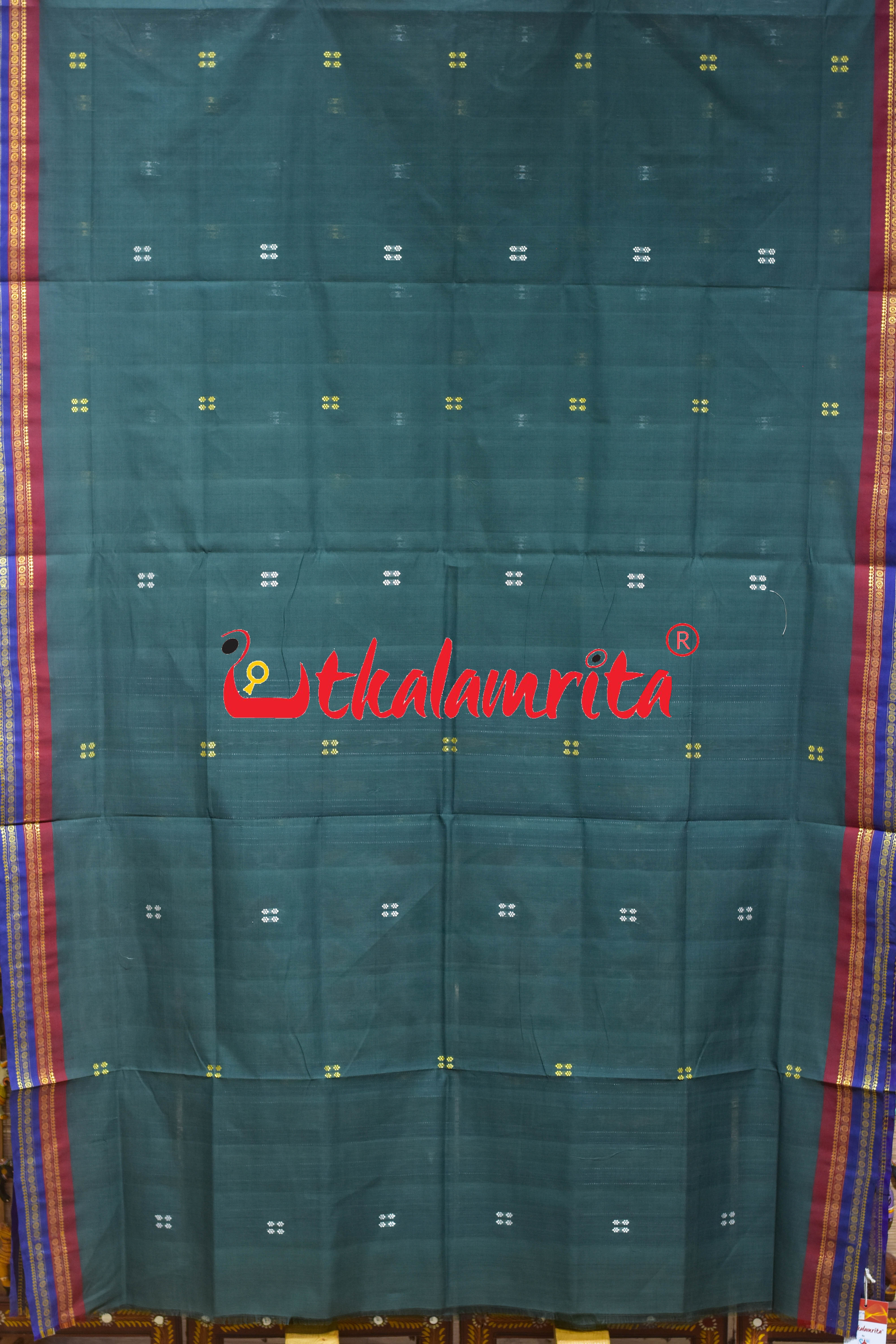 Olive Double Border Doby Pittala Single Cotton Saree