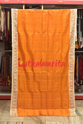 Mustard S White Khandua Silk Saree