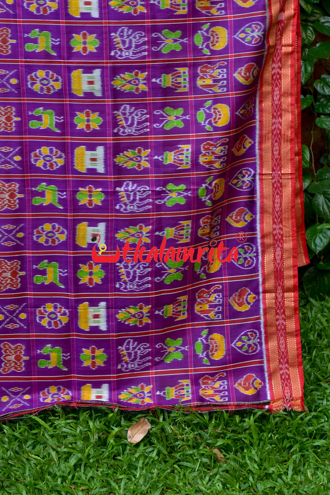 Purple Plain Nabakothi Khandua Silk Saree