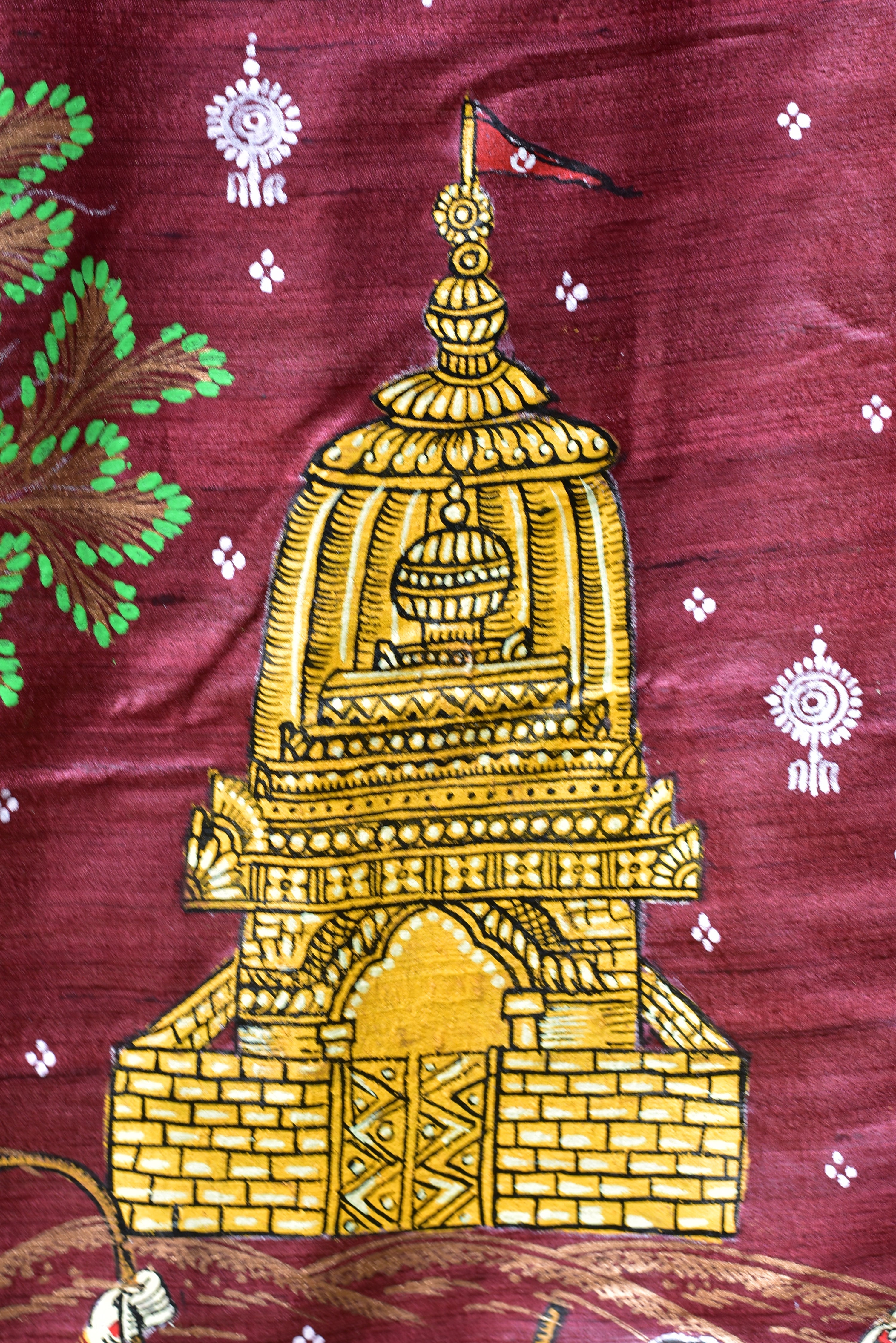 Jhamu Jatra Ghicha Tussar Ghee Maroon Saree