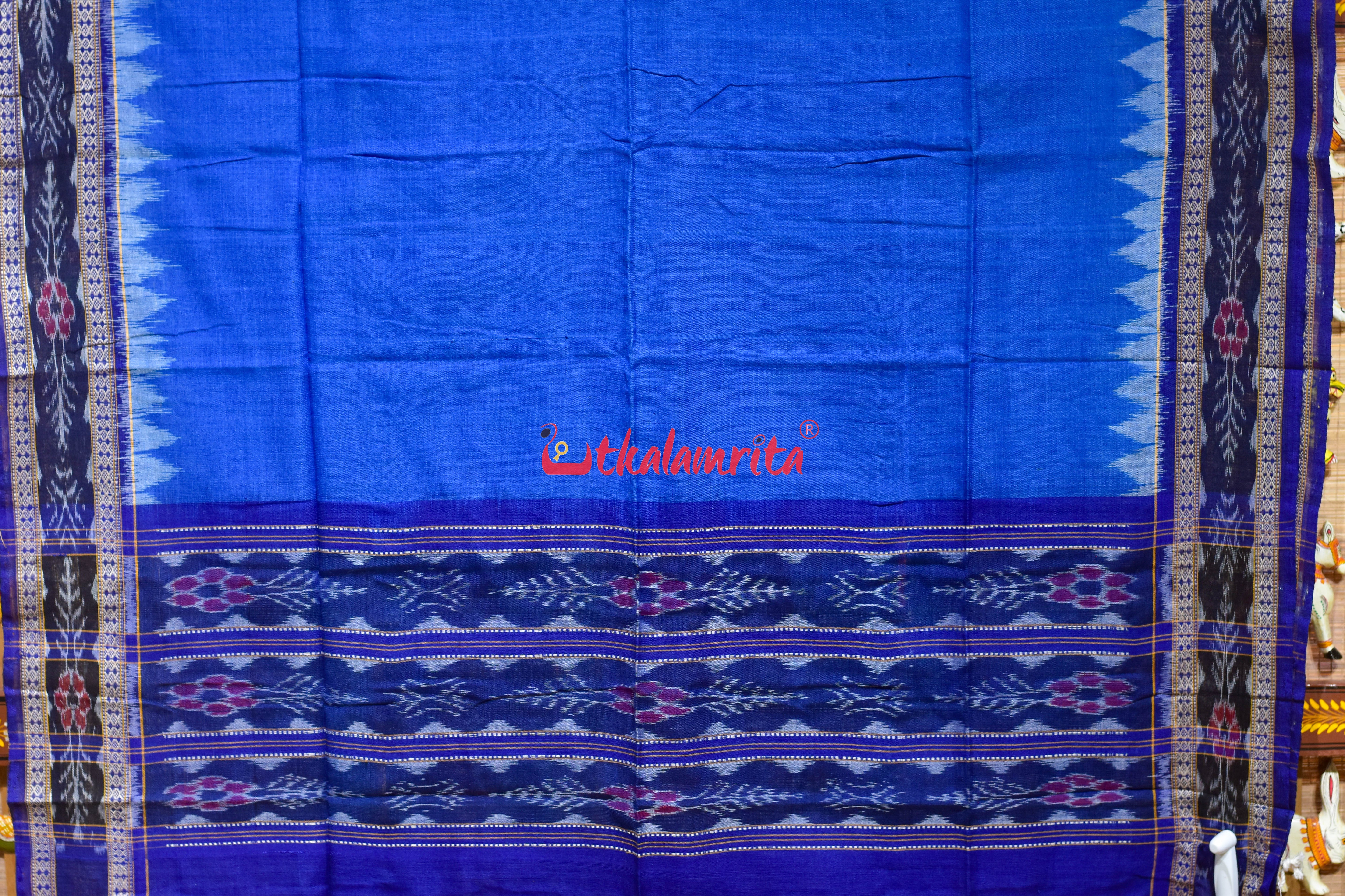 Blue Flower Bandha Cotton (Dupatta)