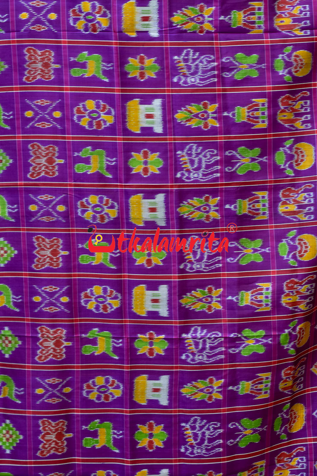 Purple Plain Nabakothi Khandua Silk Saree